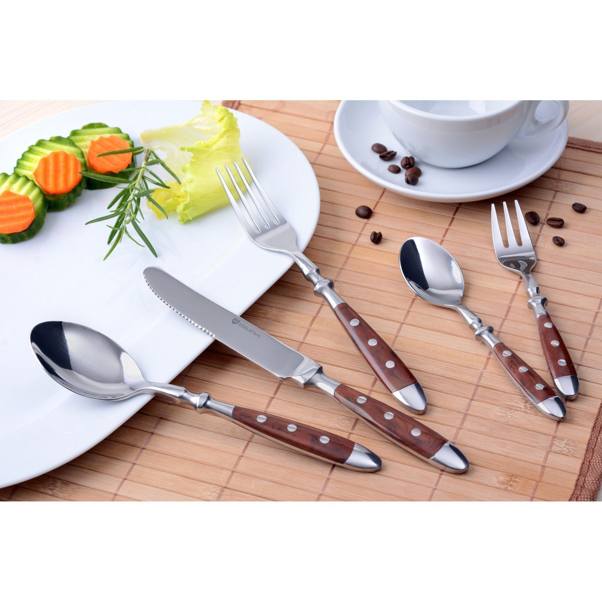 GRÄWE Besteck-Set GRÄWE Tafelbesteck 24-tlg., für 6 Personen, Serie Nürnberg, BRAUN, Edelstahl 18/0