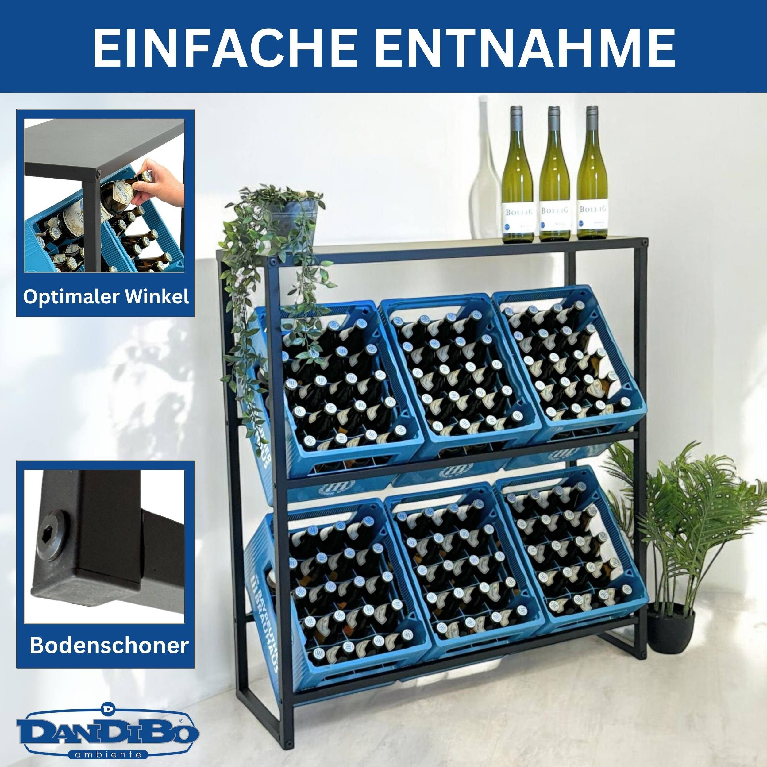 DanDiBo Kastenständer Getränkekistenregal 6 Kisten mit Ablage 100 cm Kasten Regal, Getränkeregal Kistenregal Getränkekistenhalter Regal Getränkekisten