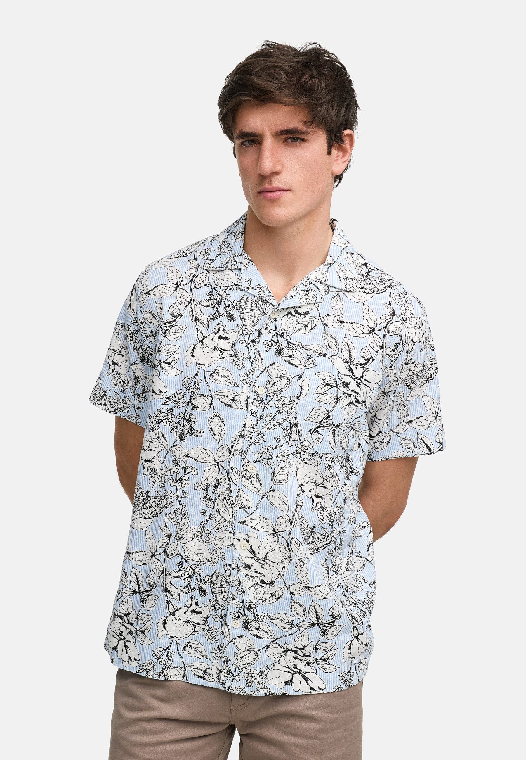 Kronstadt Kurzarmhemd Herren KSBridge Herrenhemd Kurzarm luftig-leicht aus Leinenmischgewebe