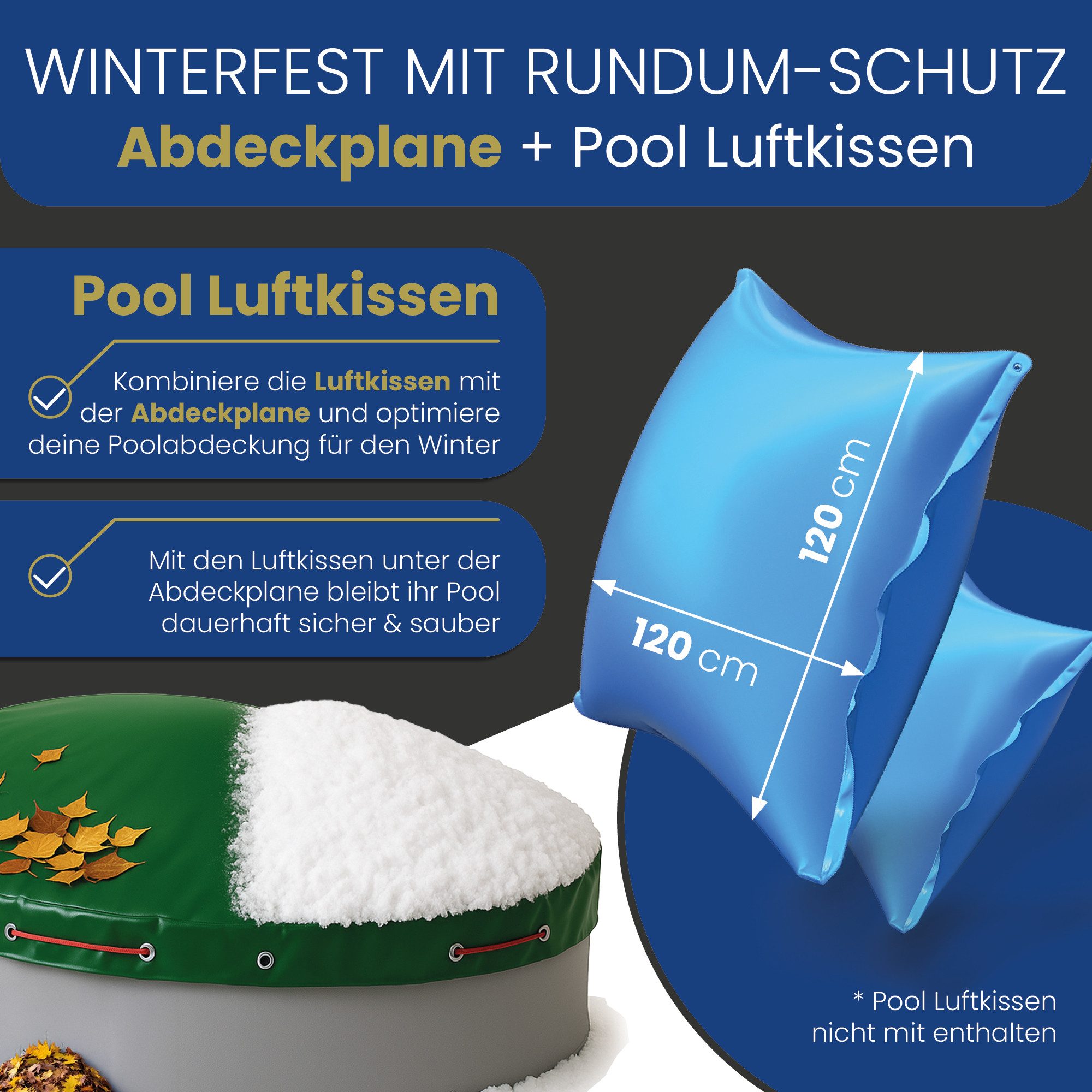 HAF Pool-Abdeckplane Abdeckplane 110 + 180g/m² Oval Achtform Sommer Winter Pool (Poolabdeckung Oval / Achtform, 1-St., in verschiedenen Größen erhältlich), aus  – Bild 5 von 5