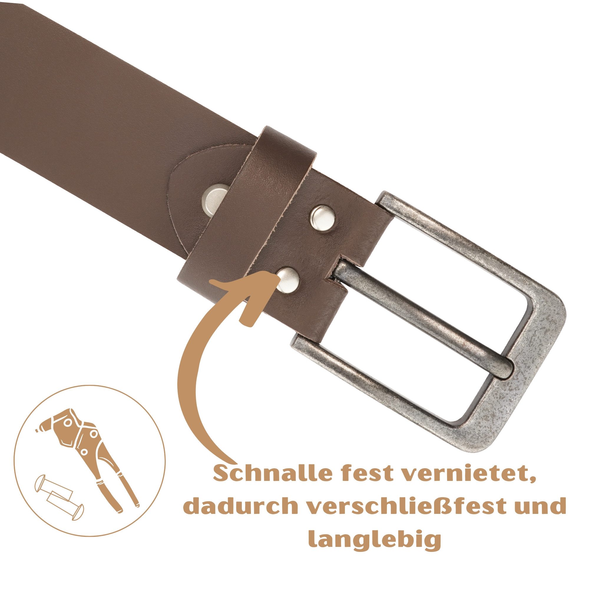 Manza Ledergürtel Gürtel Ledergürtel 4cm breit Echt Leder Jeansgürtel Unisex Kürzbar
