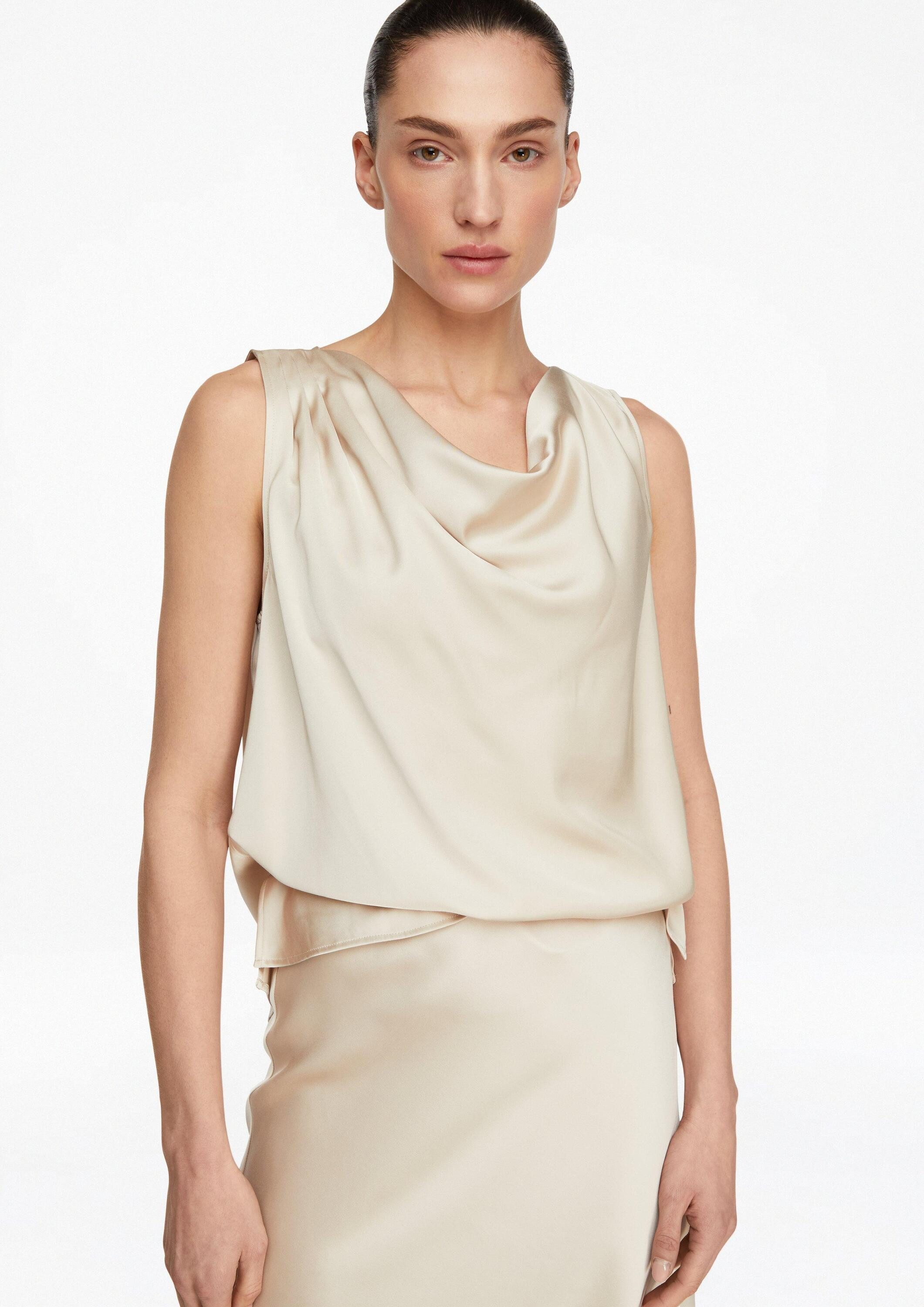 comma Blusentop Bluse Satin-Wasserfall-Top