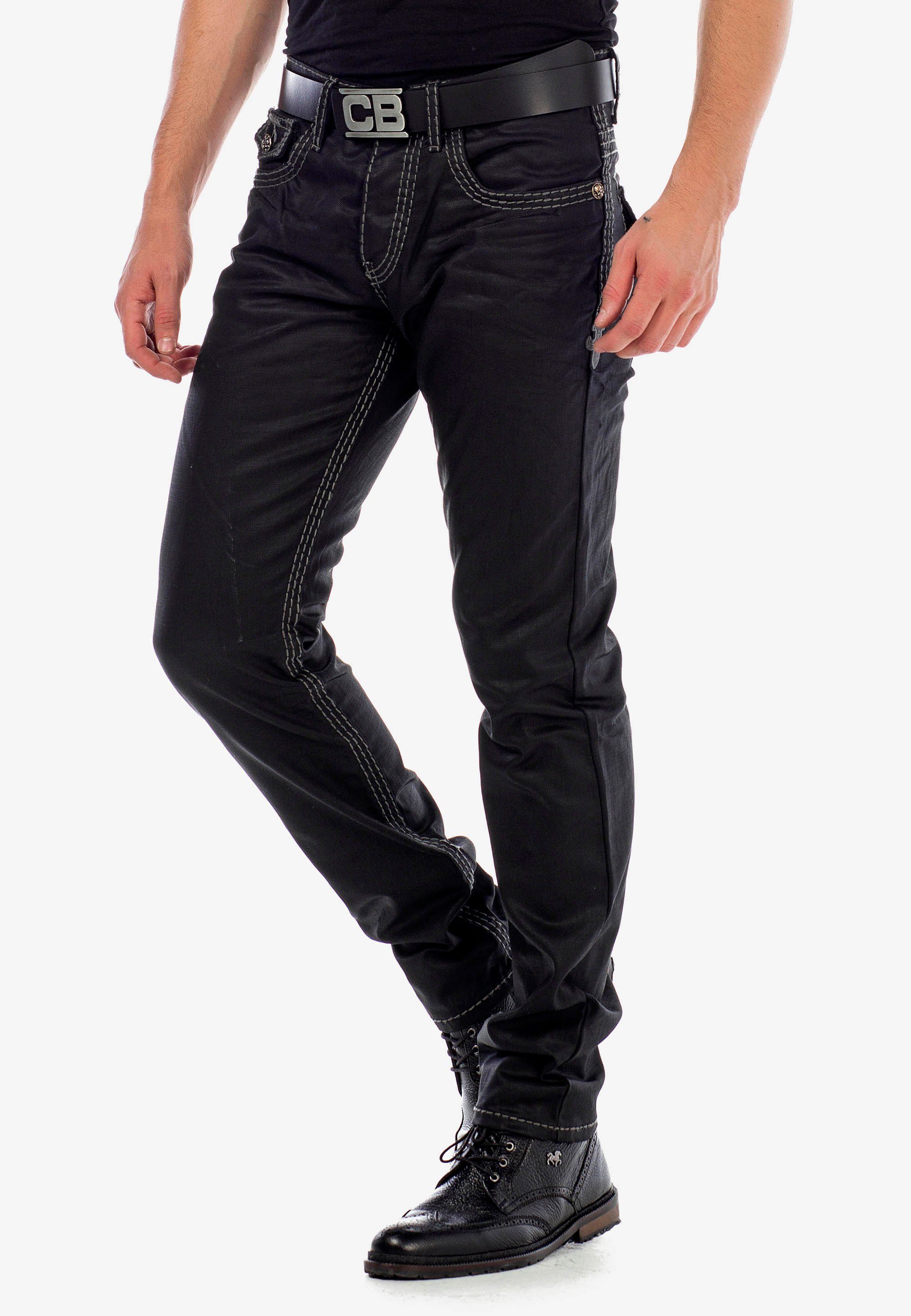 Herren Jeans Cipo & Baxx Bequeme Jeans im glänzenden Matt-Look in Straight Fit