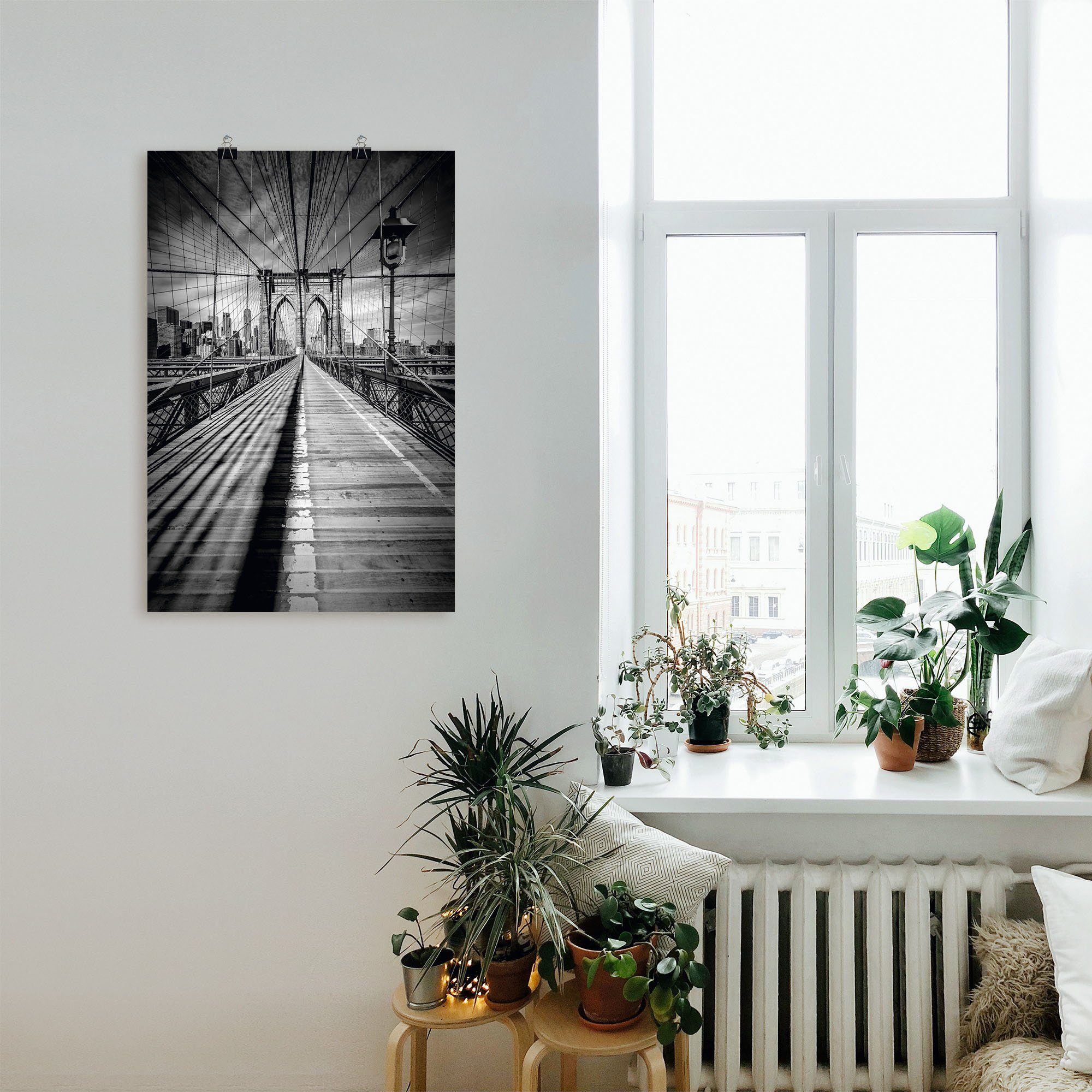 New Größen City Poster Bridge, oder York Leinwandbild, Monochrom, als Wandaufkleber versch. in Brooklyn Wandbild York (1 Artland St), Alubild, New