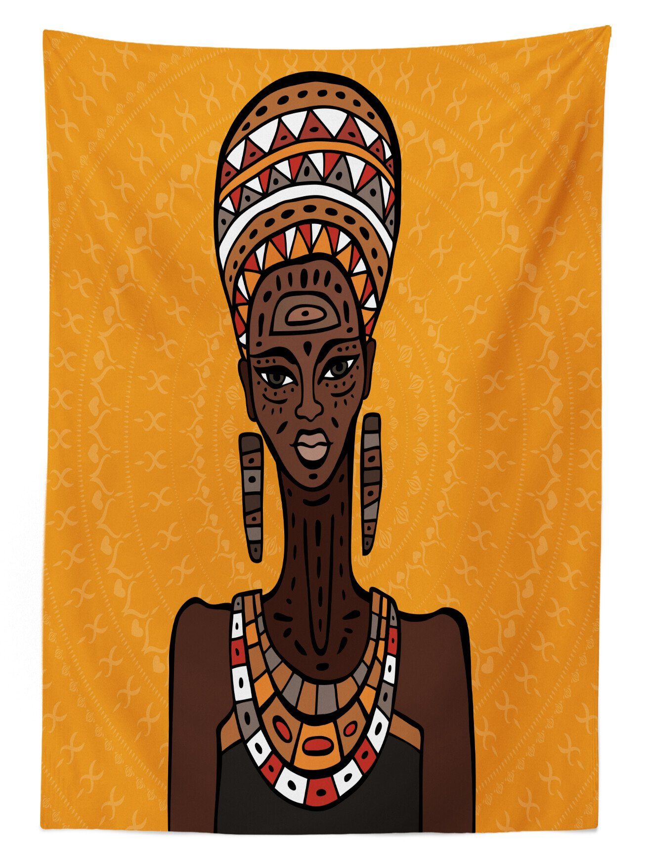 Abakuhaus Tischdecke Farbfest Long Farben, Neck Klare Waschbar afrikanische geeignet Außen Frau Folk den Bereich Für