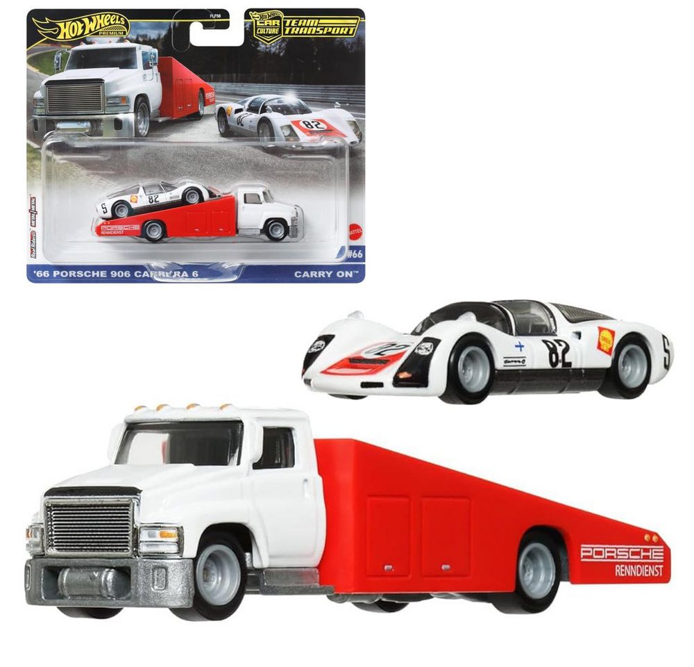 Hot Wheels Spielzeug-Rennwagen Porsche 906 Carrera 6 + Carry On Hot Wheels Team Transport Fahrzeuge