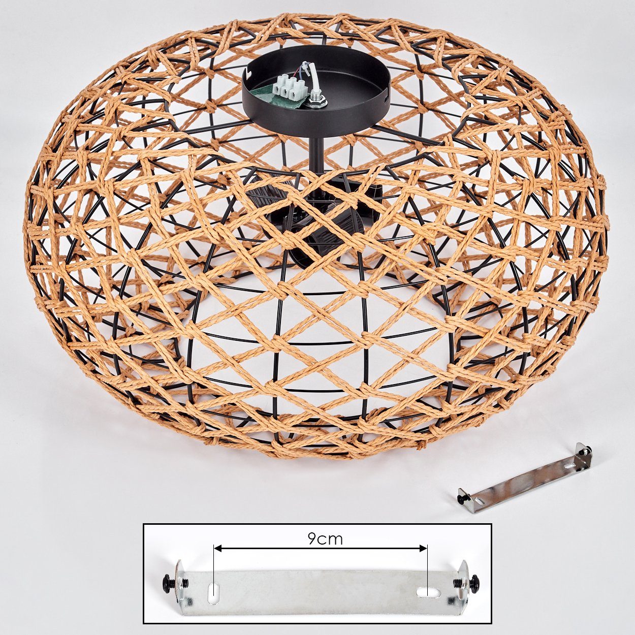 hofstein Deckenleuchte moderne Deckenlampe aus Holz/Rattan/Metall in Natur/Schwarz, ohne Leuchtmittel, Deckenleuchte mit Lichteffekt an der Decke, Ø3x E27, ohne – Bild 5 von 5
