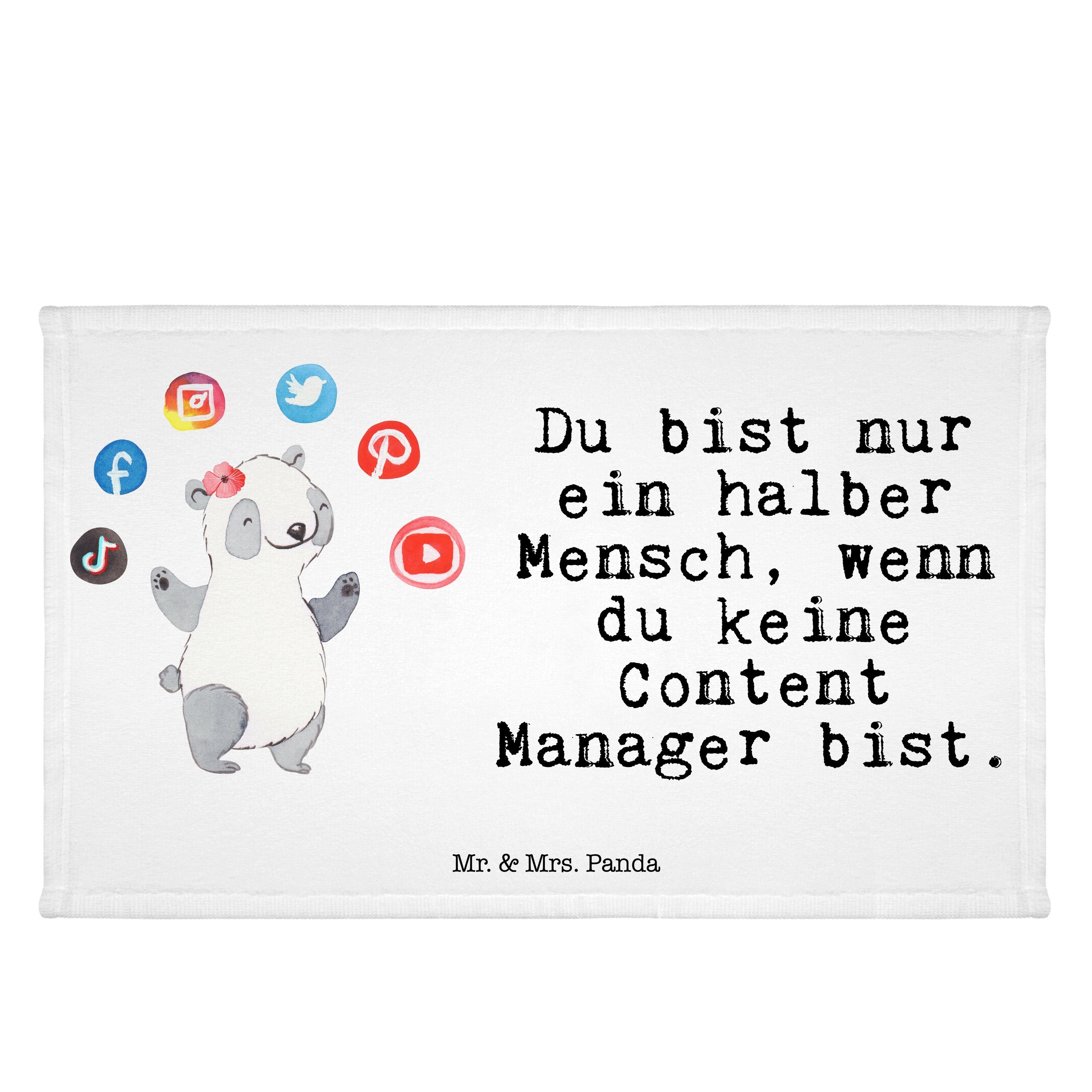 Mr. & Mrs. Panda Handtuch Content Manager mit Herz - Weiß - Geschenk, Kollegin, Reisehandtuch, (1-St)