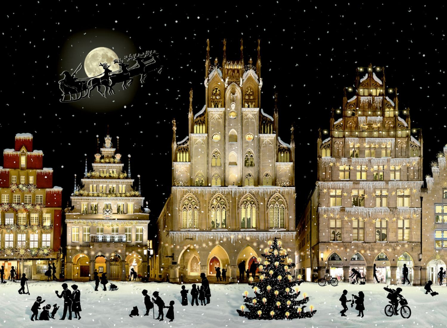 Coppenrath Terminplaner A4-Wand-Adventskalender – Weihnachtliches Stadtpanorama