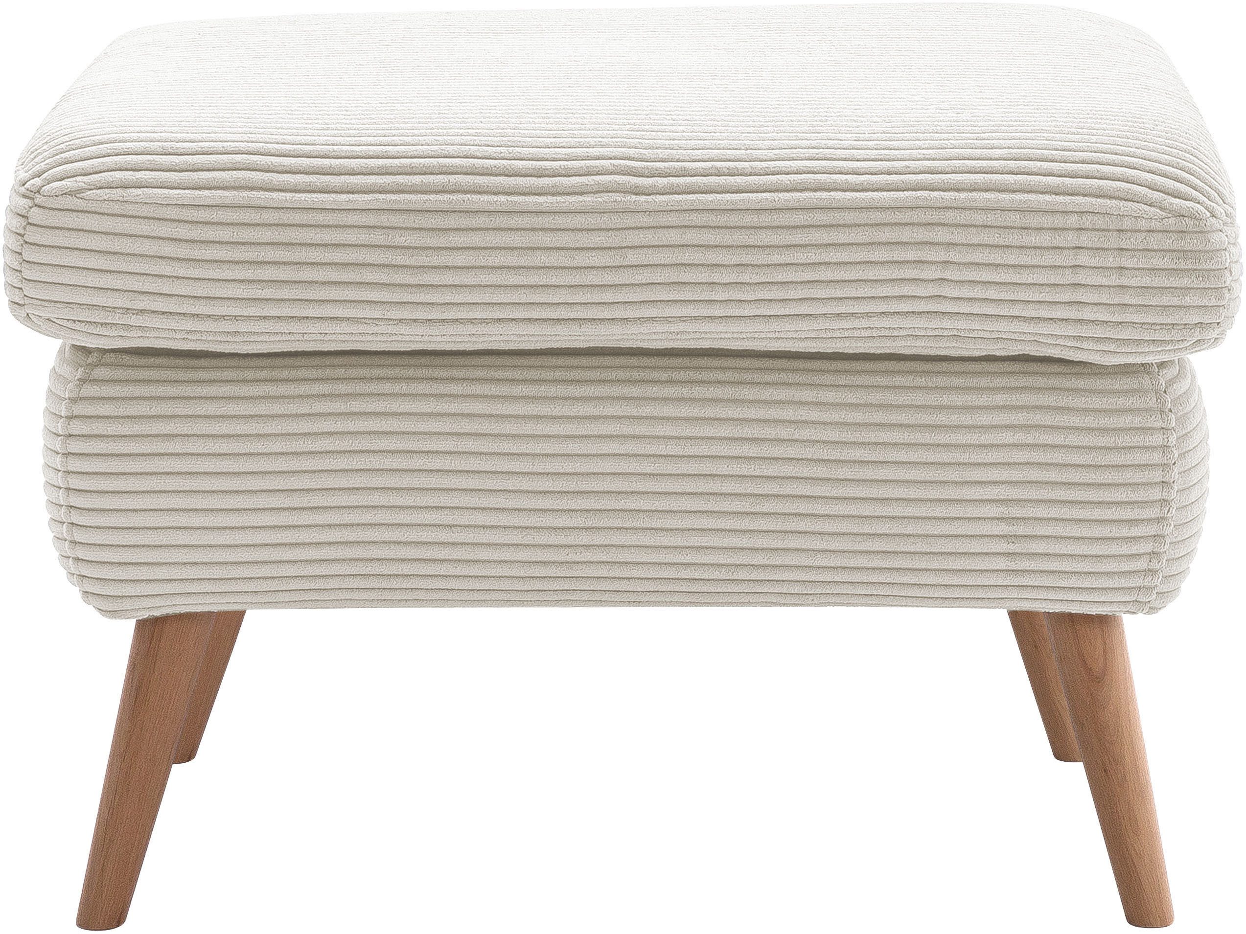 exxpo - sofa fashion Hocker Scandi bequem und elegant mit hohem Holzfuß, bequem und elegant mit hohem Holzfuß