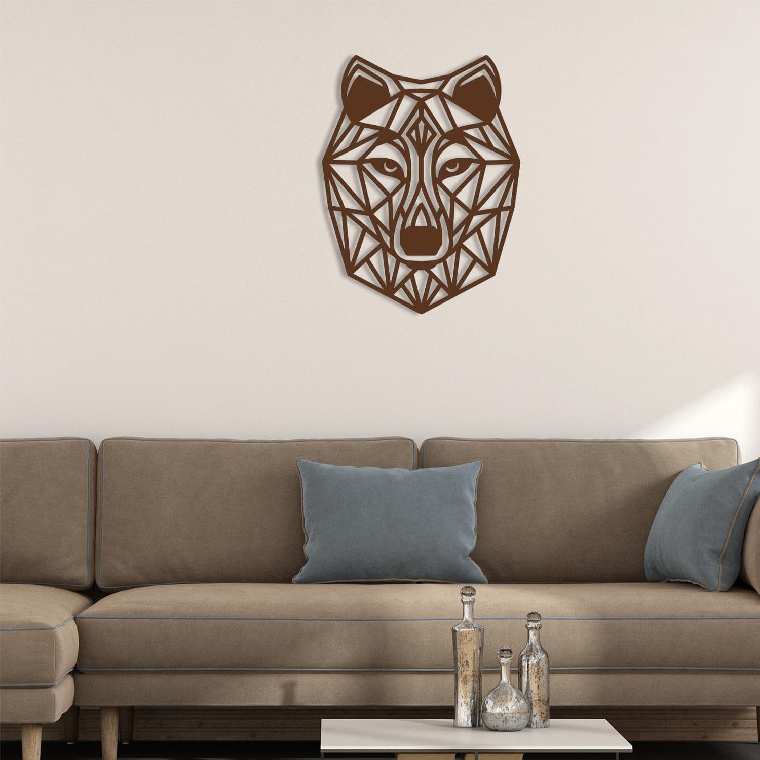Namofactur 3D-Wandtattoo 3D Wandtattoo Wandbild Wolf aus Holz, Wald Wanddeko Polygon Wolf moderne Wandgestaltung für Adventure Fans