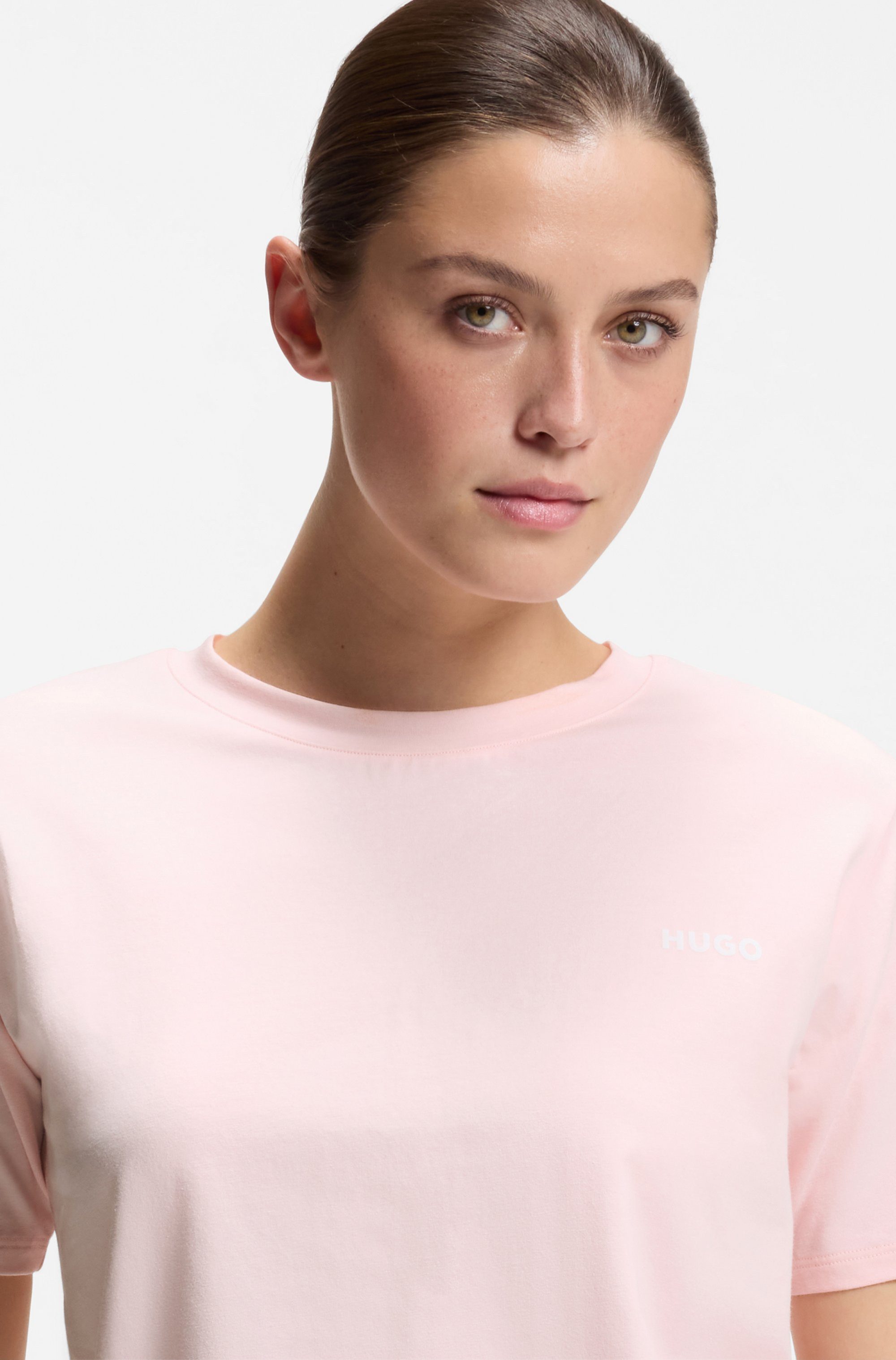 HUGO T-Shirt mit rundem Ausschnitt, regular fit, toniges Markenlogo
