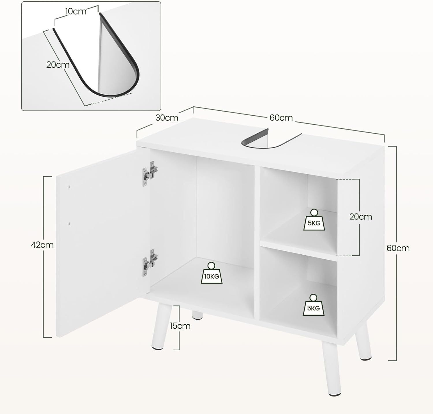 EUGAD Waschbeckenunterschrank (1-St)
