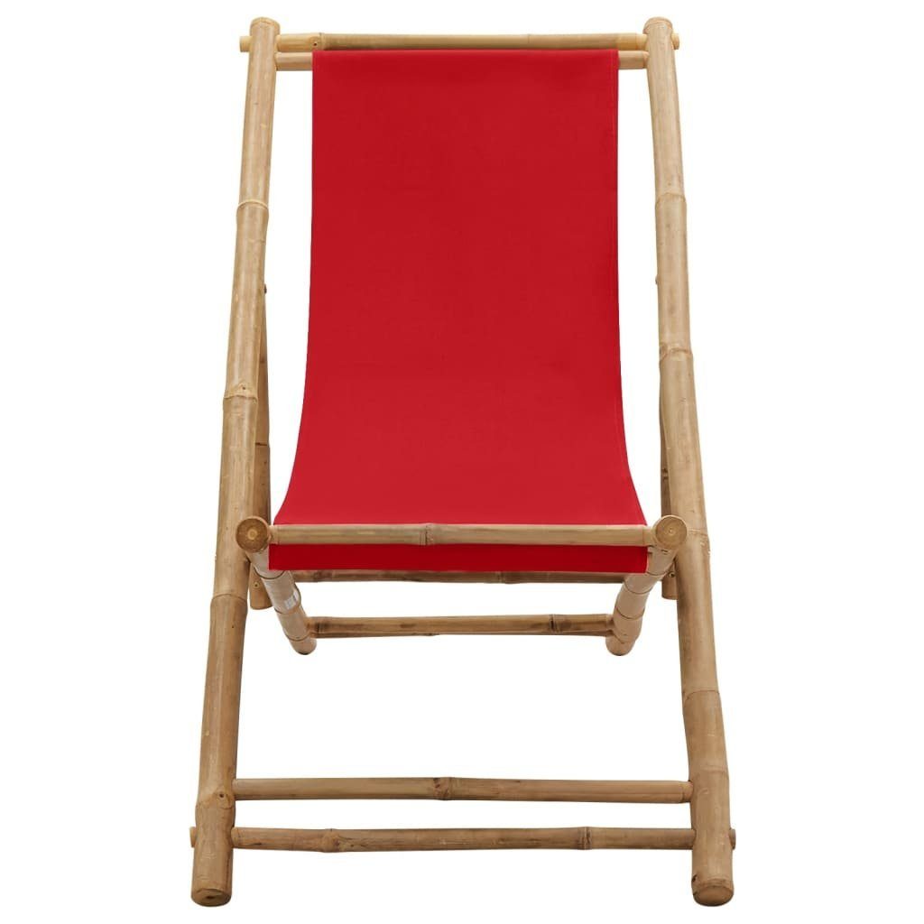 Bambus Gartenstuhl furnicato Rot Segeltuch Liegestuhl und