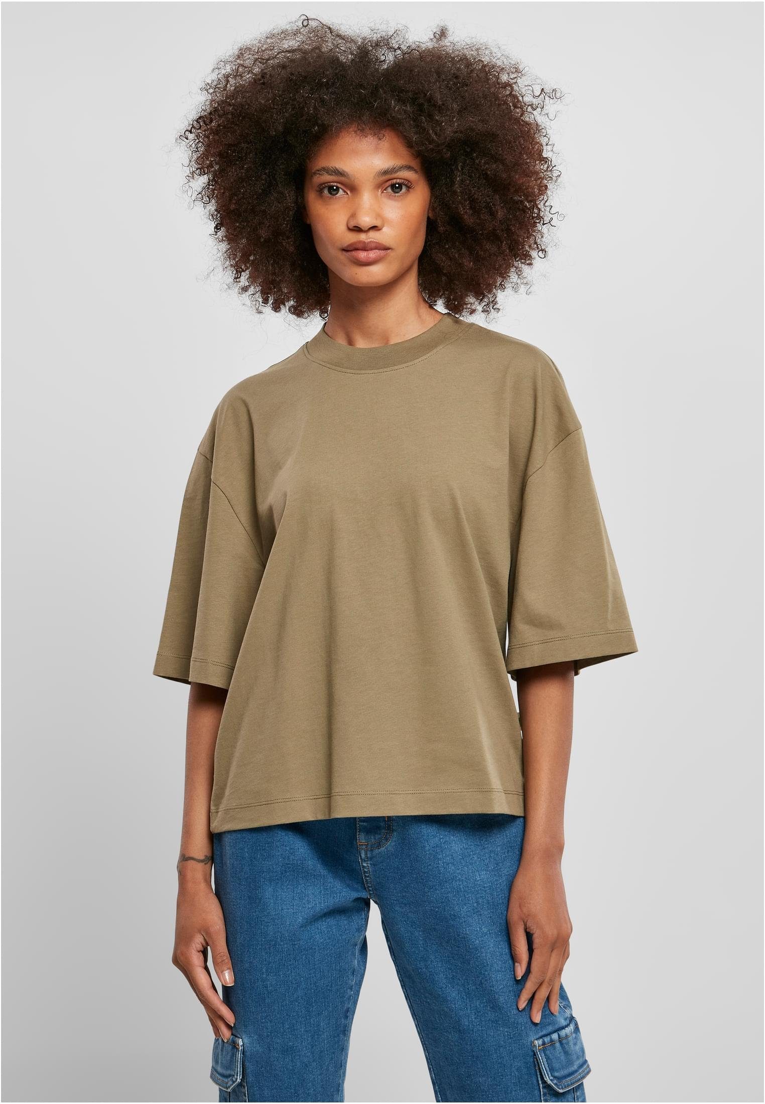 [Neue Produkte sind günstig] URBAN CLASSICS T-Shirt Damen khaki (1-tlg) Oversized Tee Organic Ladies