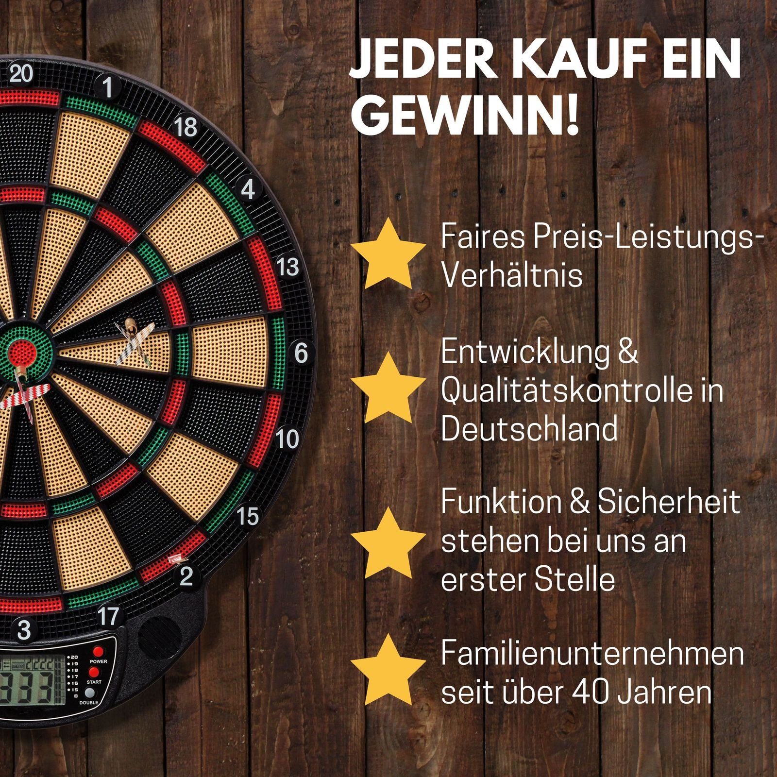 B Best Sporting Dartautomat Dart Set Oxford 2.0 mit 18 Dartpfeilen/Ersatzspitzen & Etui, Dartscheibe elektronisch im hochwertigen Set