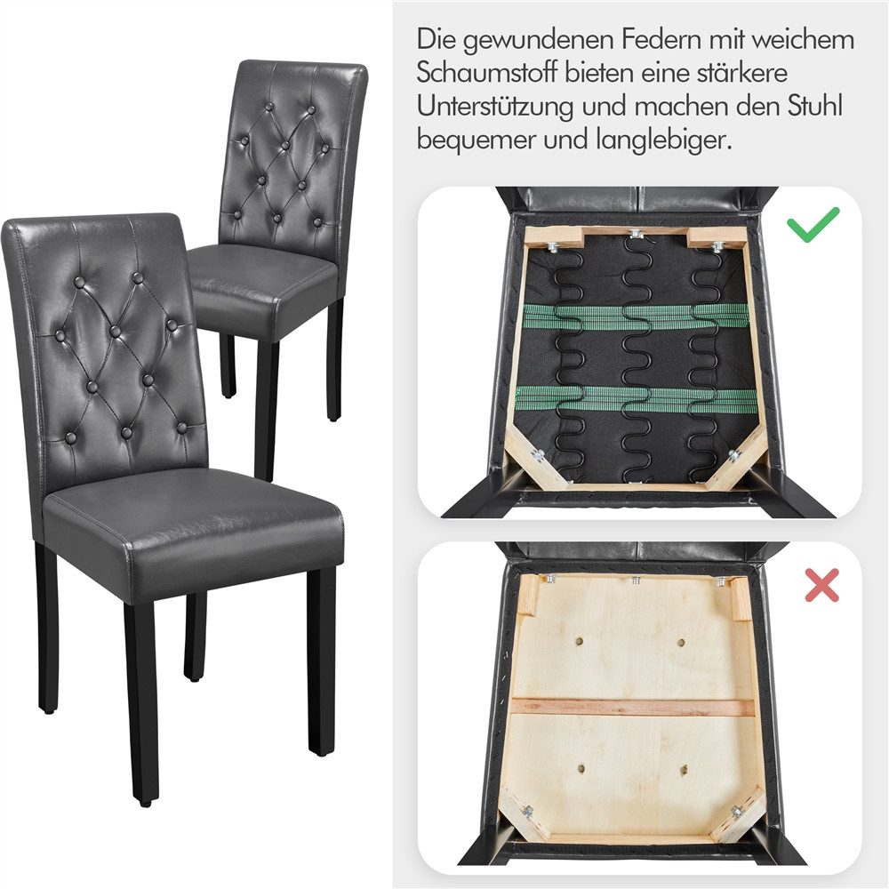Yaheetech Esszimmerstuhl Küchenstuhl mit Hoher Rückenlehne & Massivholzbeinen (4 St), 4er Set Esszimmerstühle Polsterstuhl – Bild 5 von 5