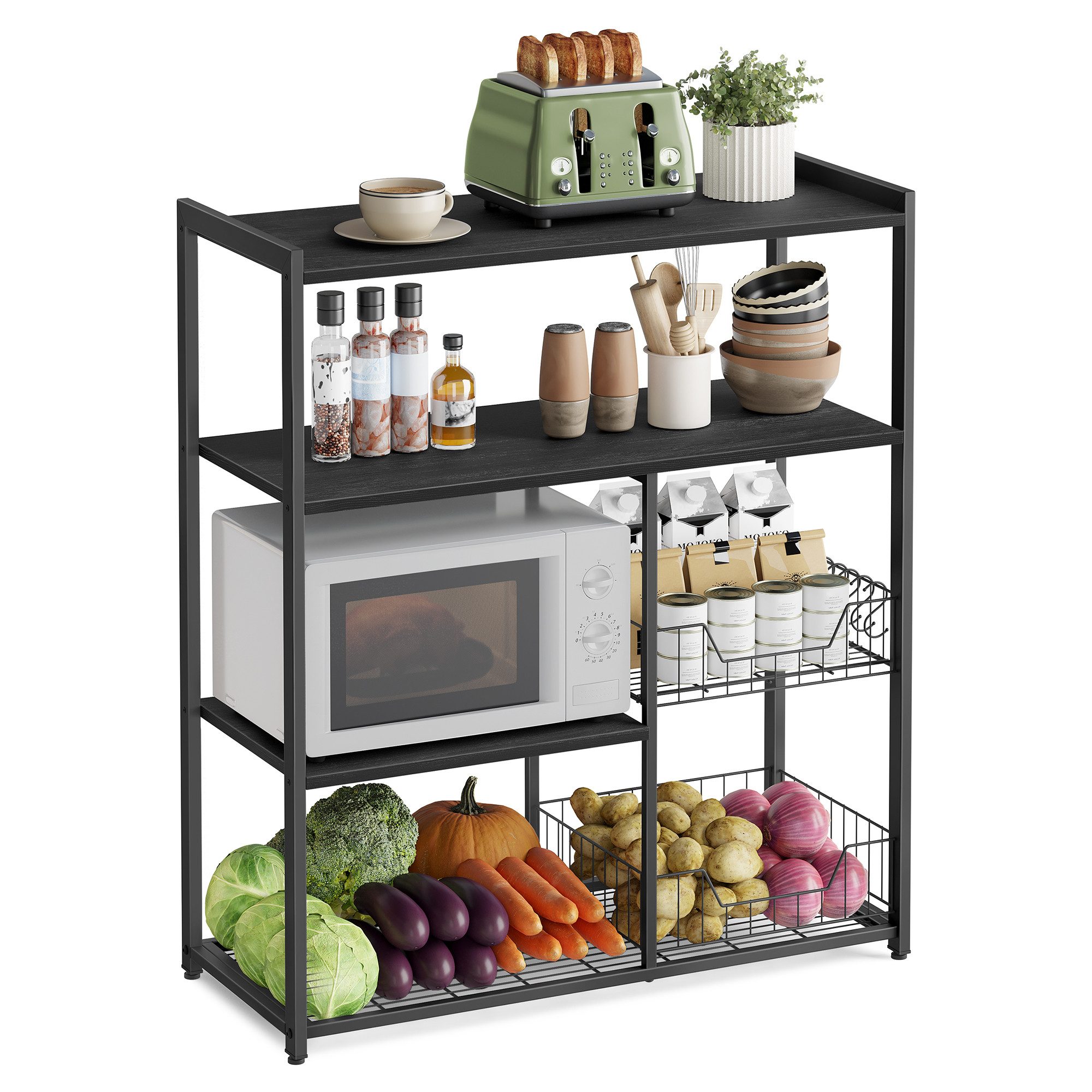 VASAGLE Küchenregal, Standregal mit 6 Haken, 35 x 80 x 95 cm (T x B x H) günstig online kaufen