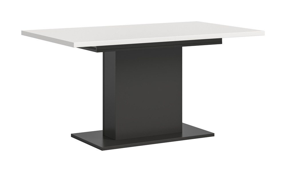 xonox.home Esstisch Esstisch Motion, ausziehbar, Säulen-Fußgestell, weiß / grau, 150(1, Küchentisch, weiße Tischplatte