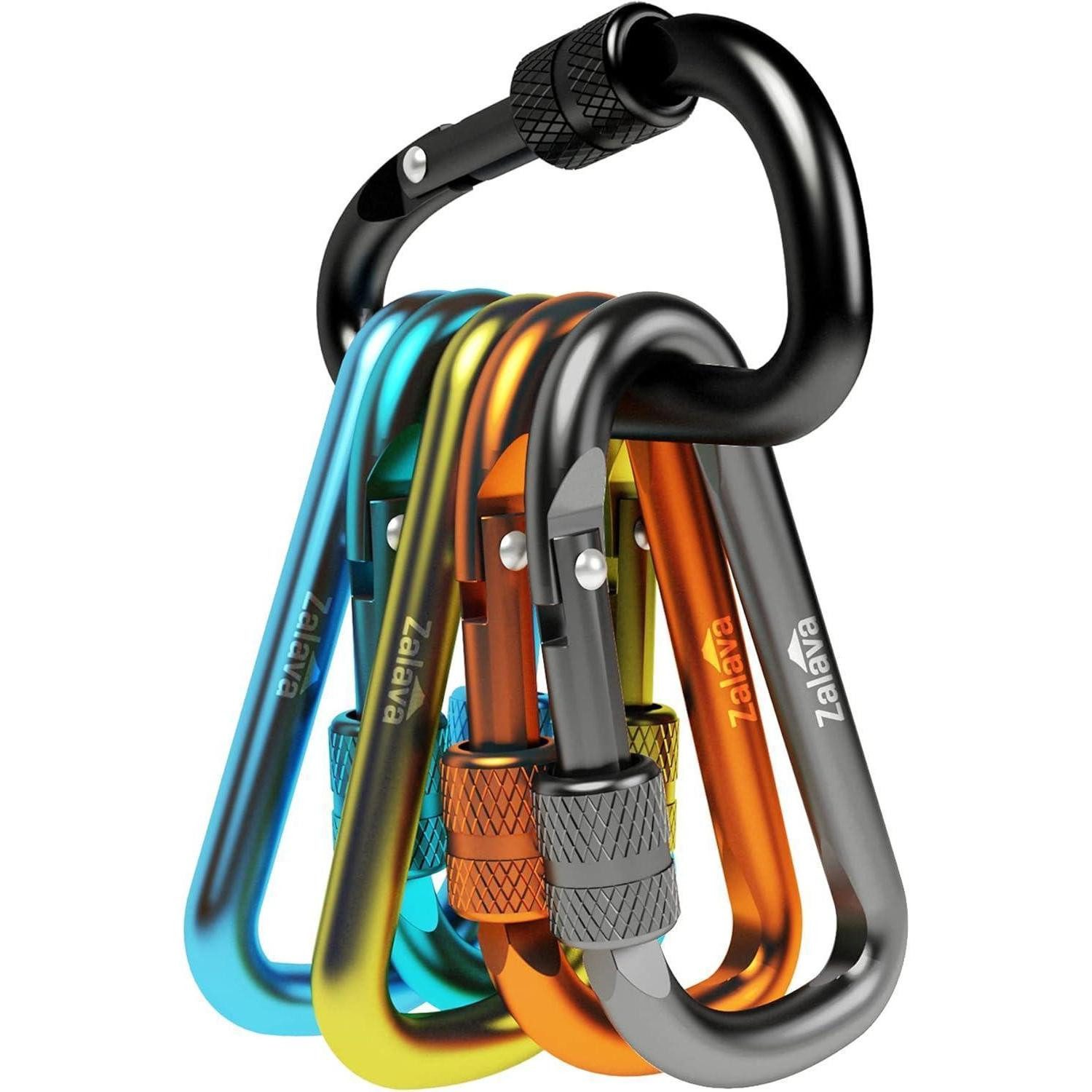 LuxusKollektion Karabiner Mini Karabiner Schlüsselanhänger 6er Set Aluminium 6cm Camping Angeln