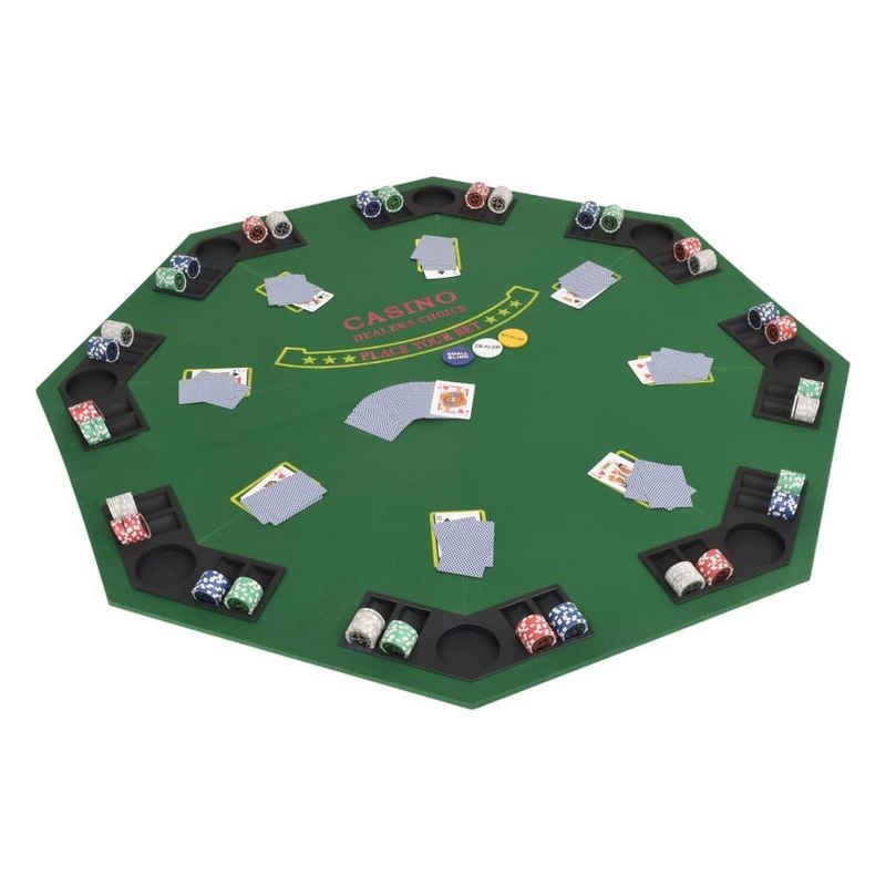 vidaXL Spieltisch 8-Spieler Poker Tischauflage Faltbar 4-fach Achteckig Grün