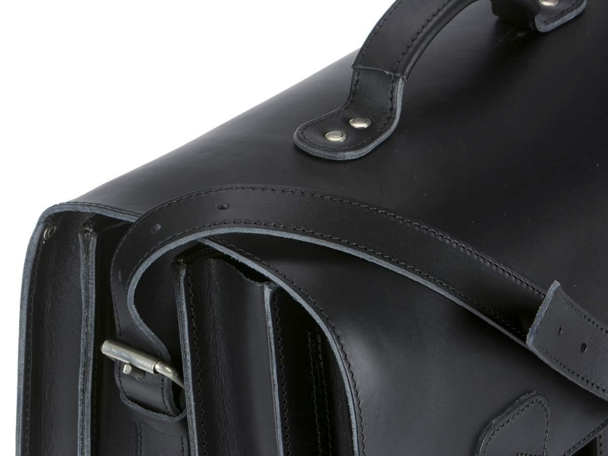 Ruitertassen Aktentasche Lehrertasche Damen Herren Leder 42x32cm 3 Fächer Business Schule, 42 cm Lehrertasche mit 3 Fächern, Schultasche, Leder in schwarz