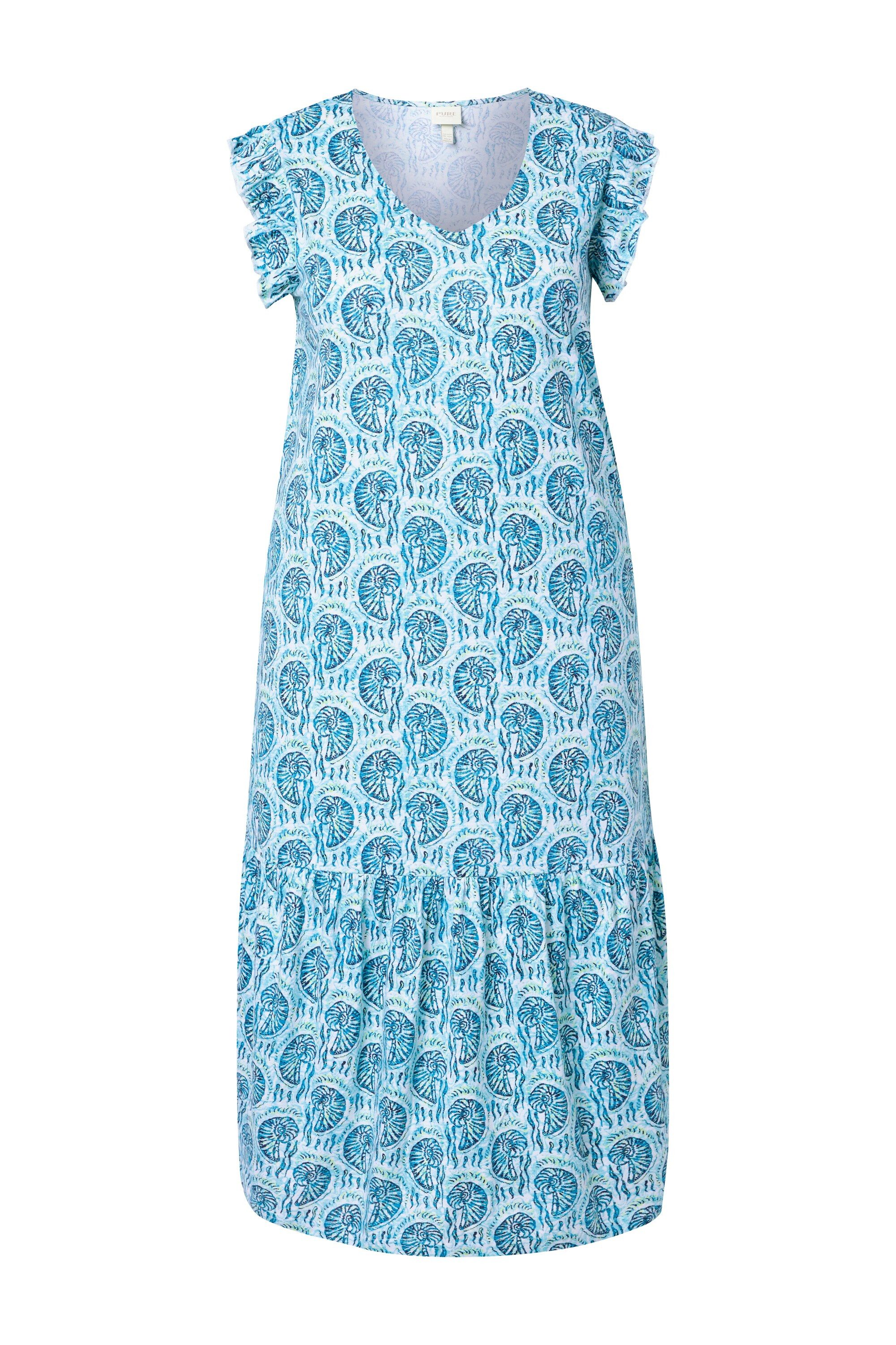 Ulla Popken Midikleid Maxikleid Muscheln V-Ausschnitt Ärmelrüsche – Bild 2 von 4