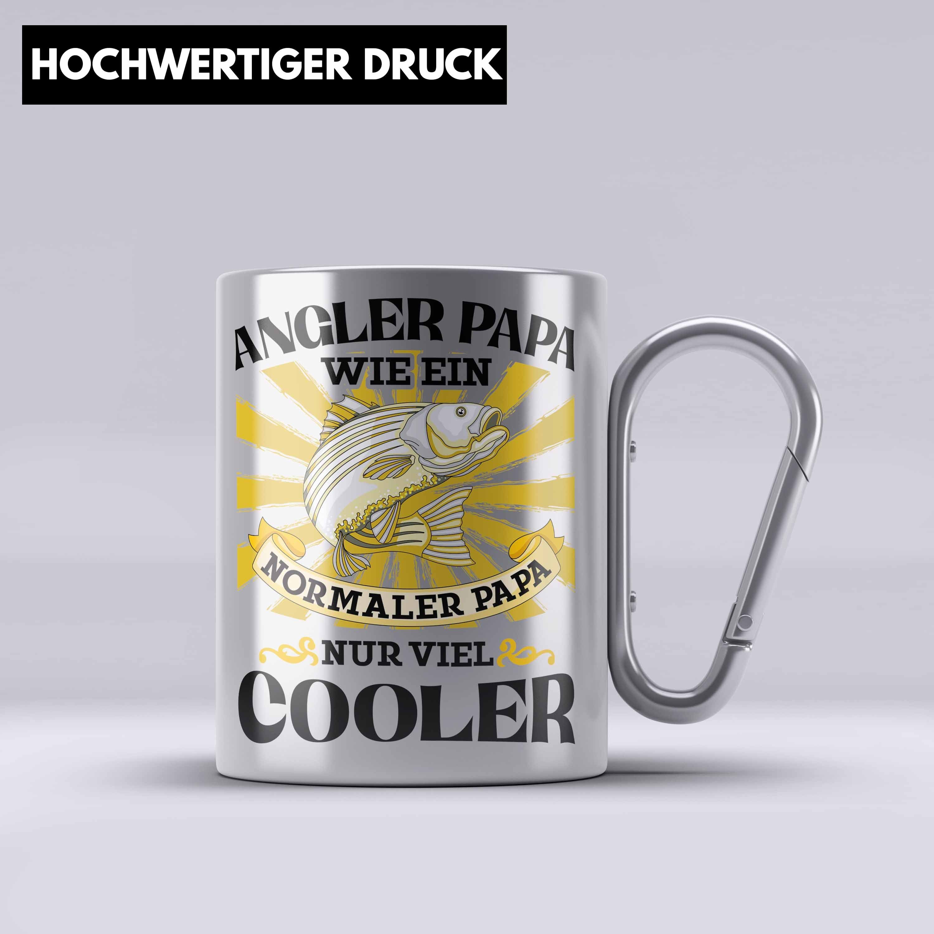 Trendation Thermotasse Angler Papa Geschenk Vatertag Geschenkidee von Sohn für Angler-Vater