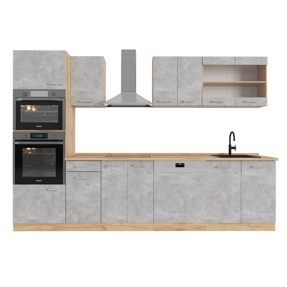 Vicco Küchenzeile R-Line, Beton/Goldkraft Eiche, 300 günstig online kaufen