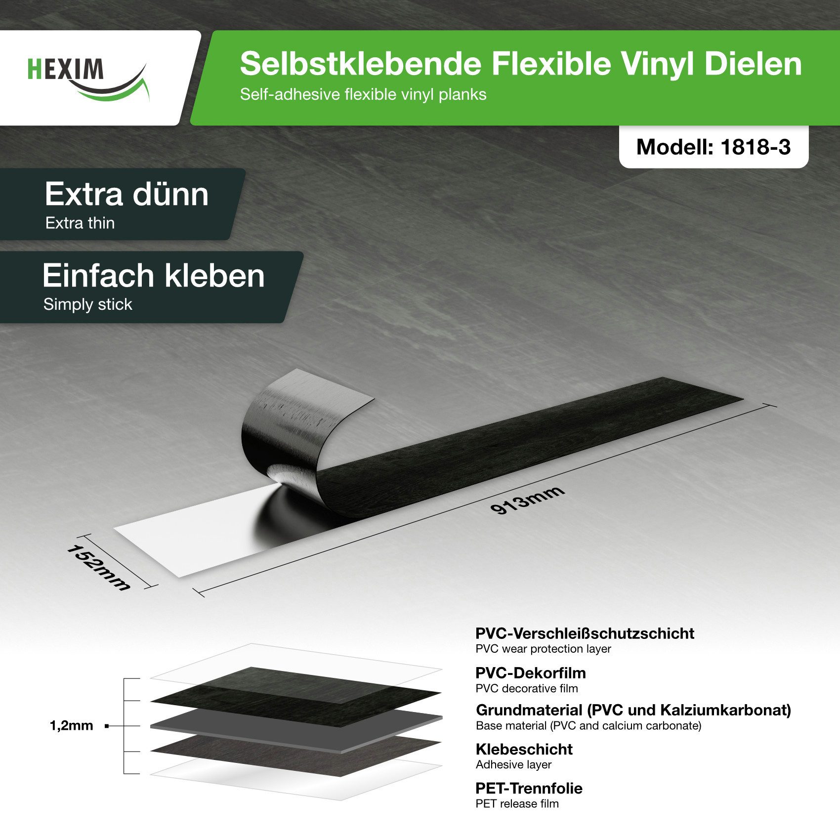 Hexim Vinylboden, Vinyldielen 0,97m² selbstklebend PVC Wandverkleidung Bode günstig online kaufen