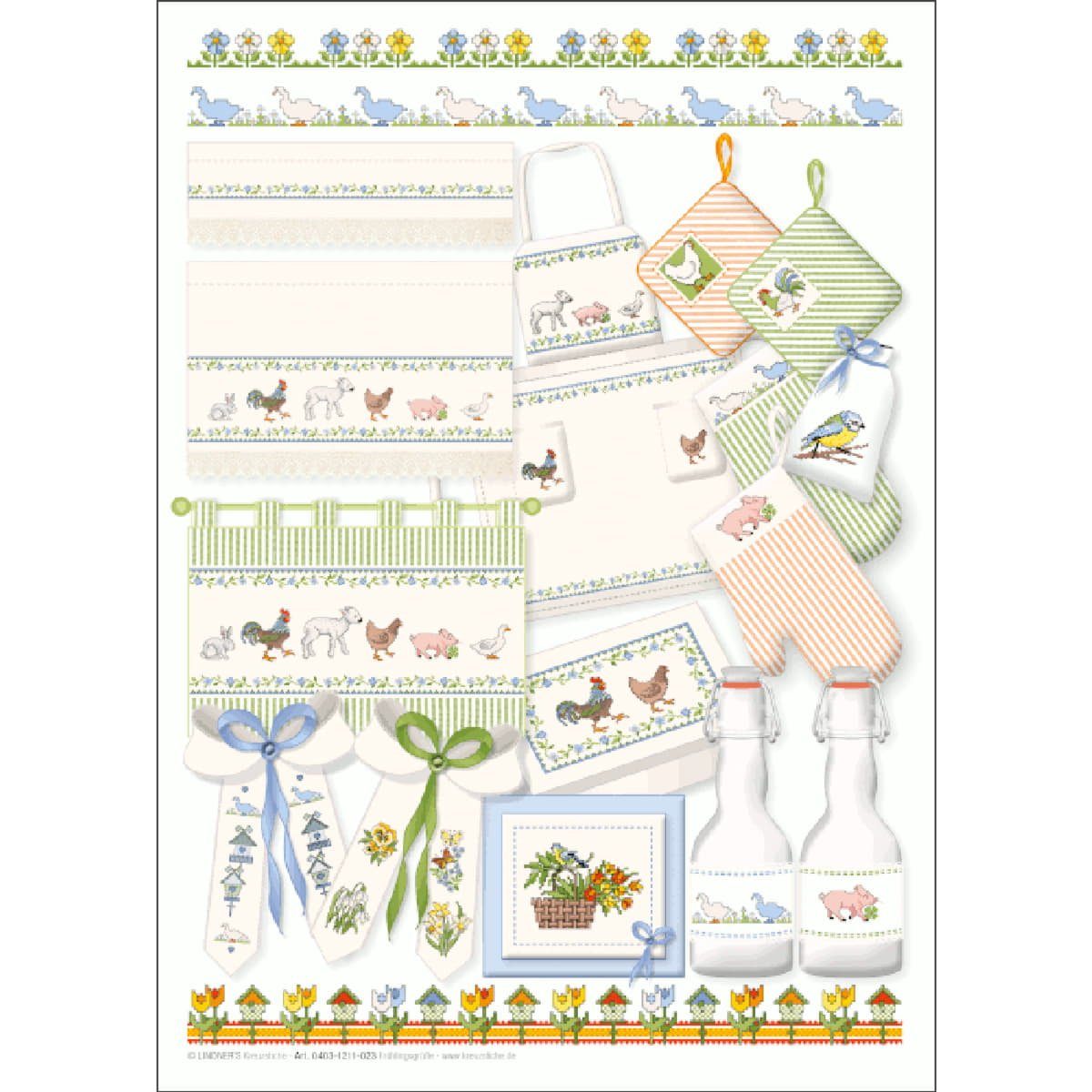 Lindner´s Kreuzstiche Kreativset Lindner´s Kreuzstiche Zählmuster Vorlage "Frühlingsgrüße", 023, (embroidery kit by Marussia)