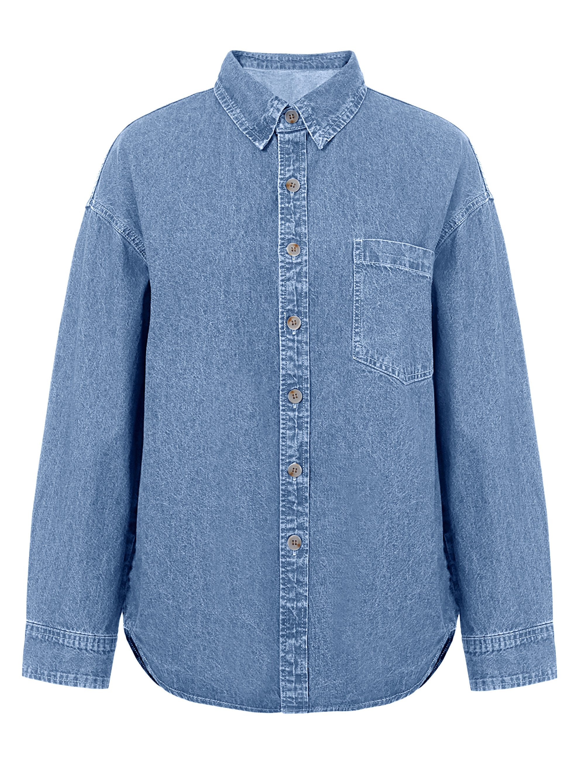 Imily Bela Jeansbluse Damen Lässig Boyfriend Jeansjacke Denim Oberteil (Packung, 1-tlg., 1per-Pack) aus Baumwolle in Unifarbe – Bild 5 von 5