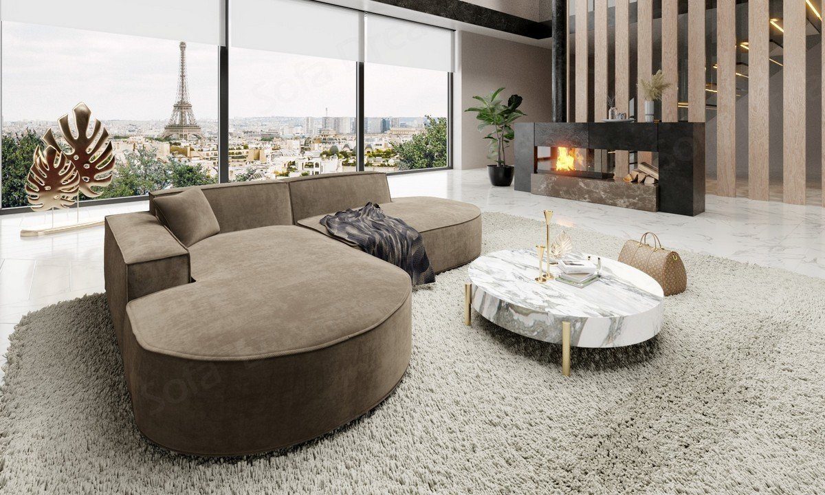 Sofa Dreams Ecksofa Samtstoff Designer Ecksofa Alegranza L Lounge Mini Stoffsofa, Loungesofa