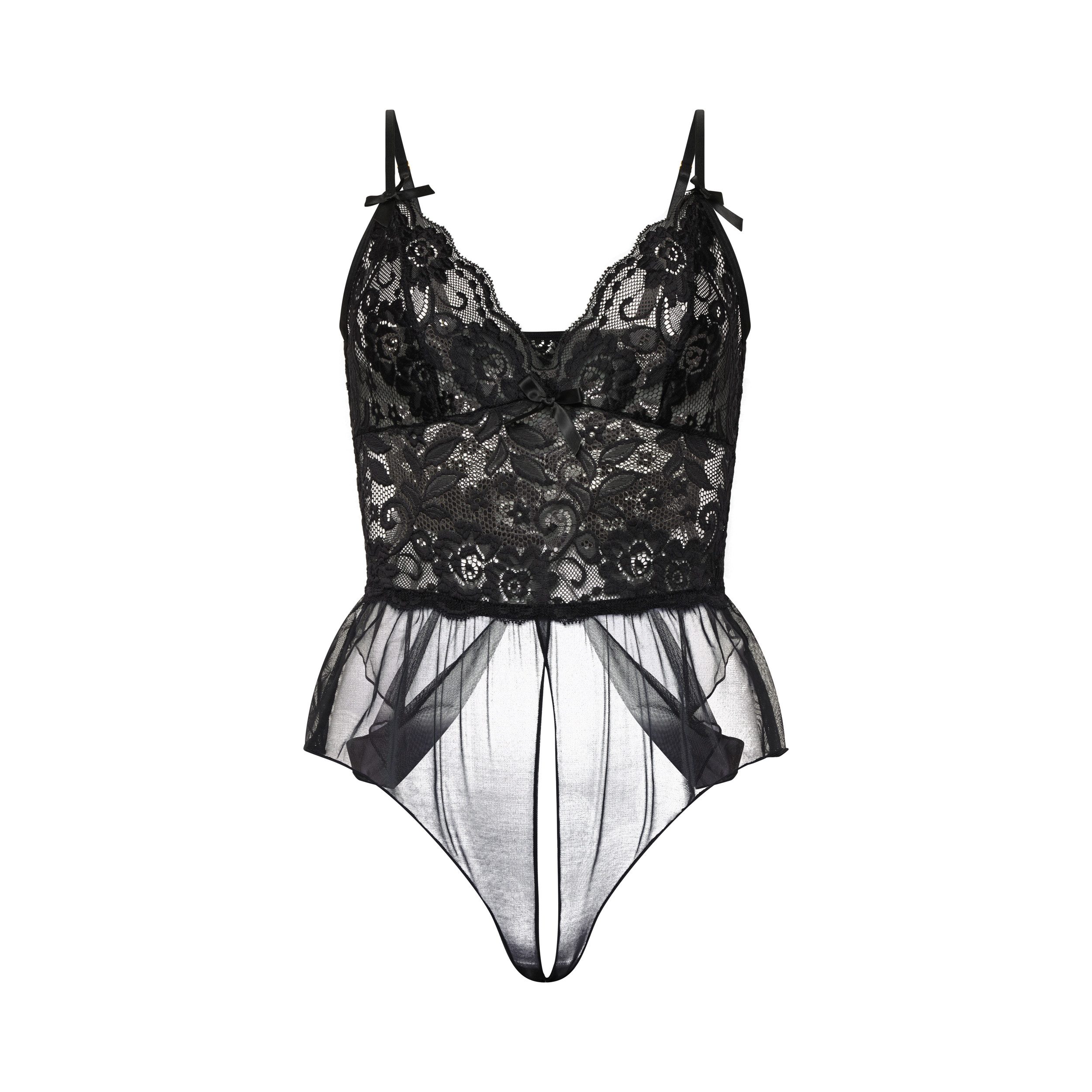 Elegant Love Body-Ouvert Sinnlicher Spitzen-Body – Rückenfreier Sexy Teddy mit offenem Schritt Zarte Reizwäsche aus Spitze – Elegante Lingerie für romantische Nächte