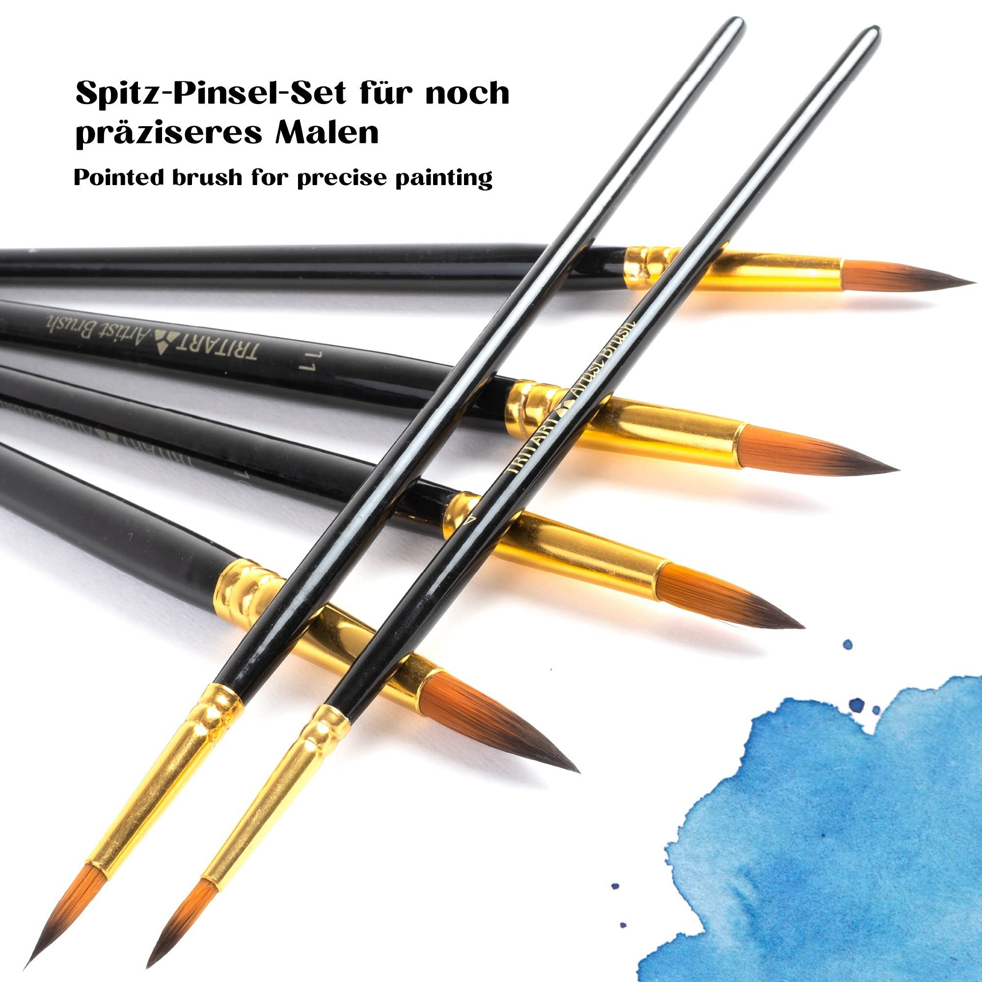 Tritart Malpinsel Tritart 24er Pinsel Set für feine Details, Acryl und Aquarell
