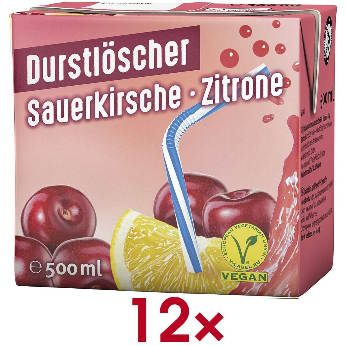 DURSTLOESCHER Softgetränk Sauerkirsch-Zitrone, 12x 500 ml