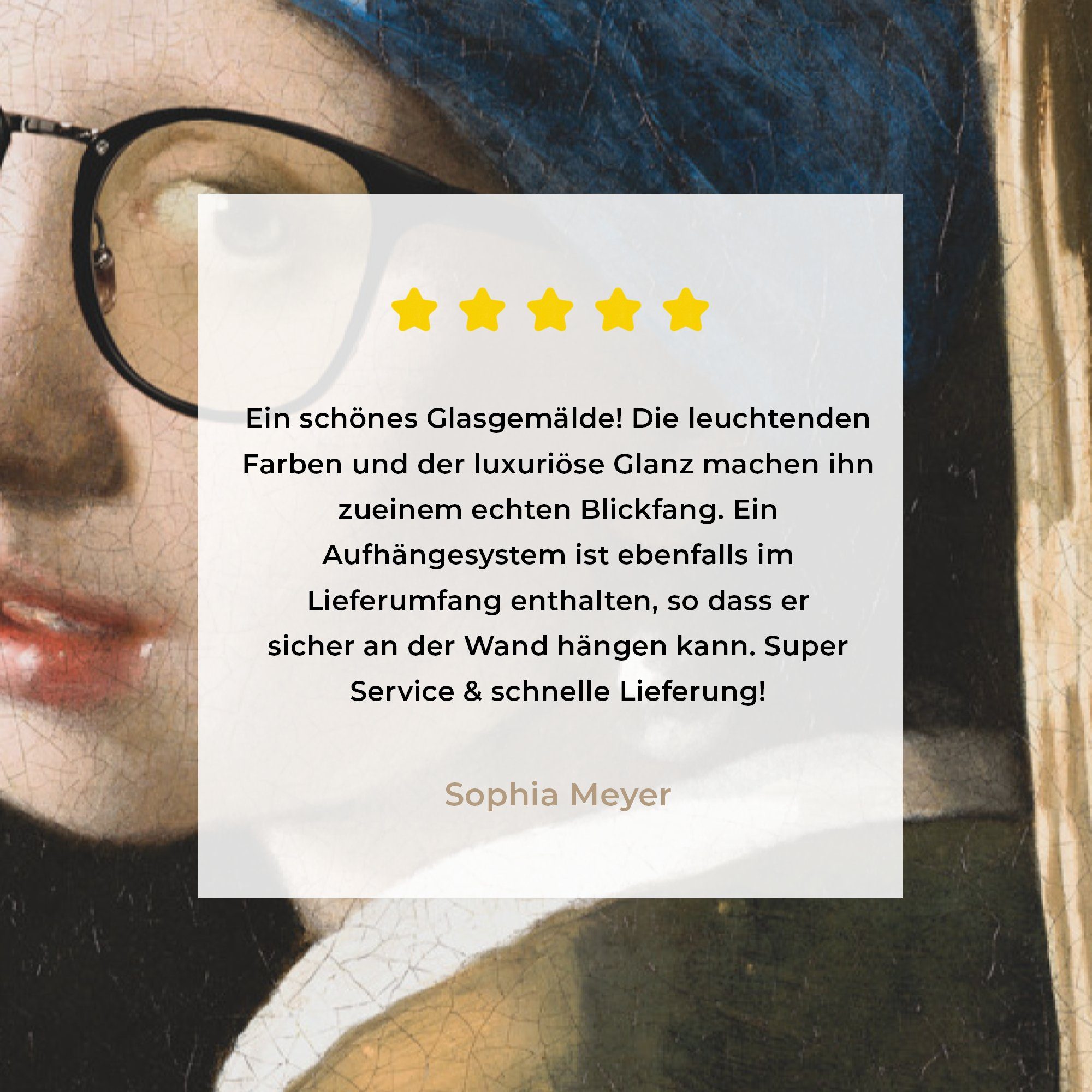 MuchoWow Acrylglasbild Das mit Johannes St), Perlenohrring Wandbild (1 - Wanddekoration bunt Foto - - dem - Bilder Brillen, auf Mädchen - Vermeer auf Glas Glas Glasbilder