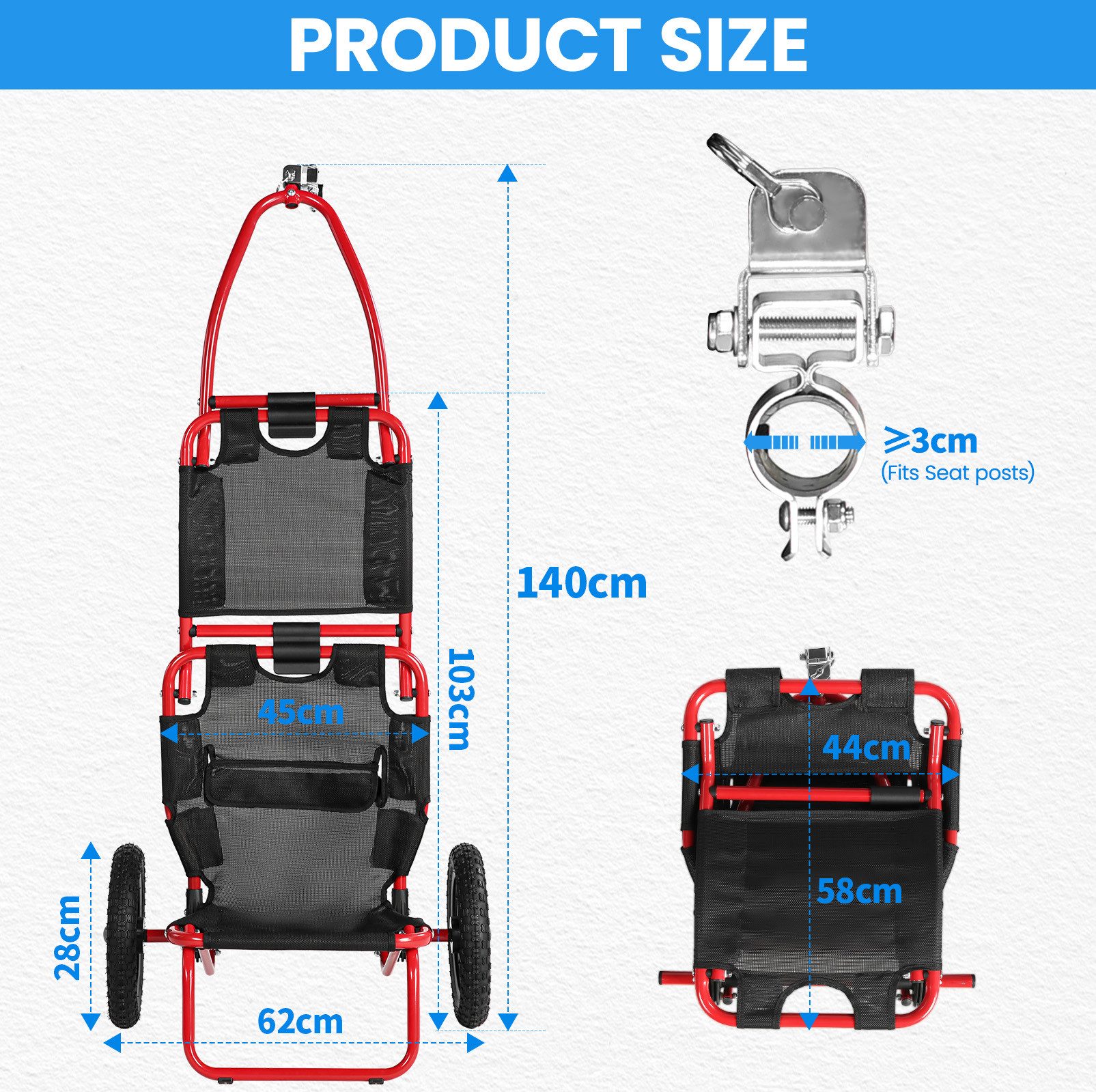 SEPNINE Fahrradlastenanhänger 2 in 1,klappbar mit 30 cm Luftreifen, 20 kg Ladegewicht