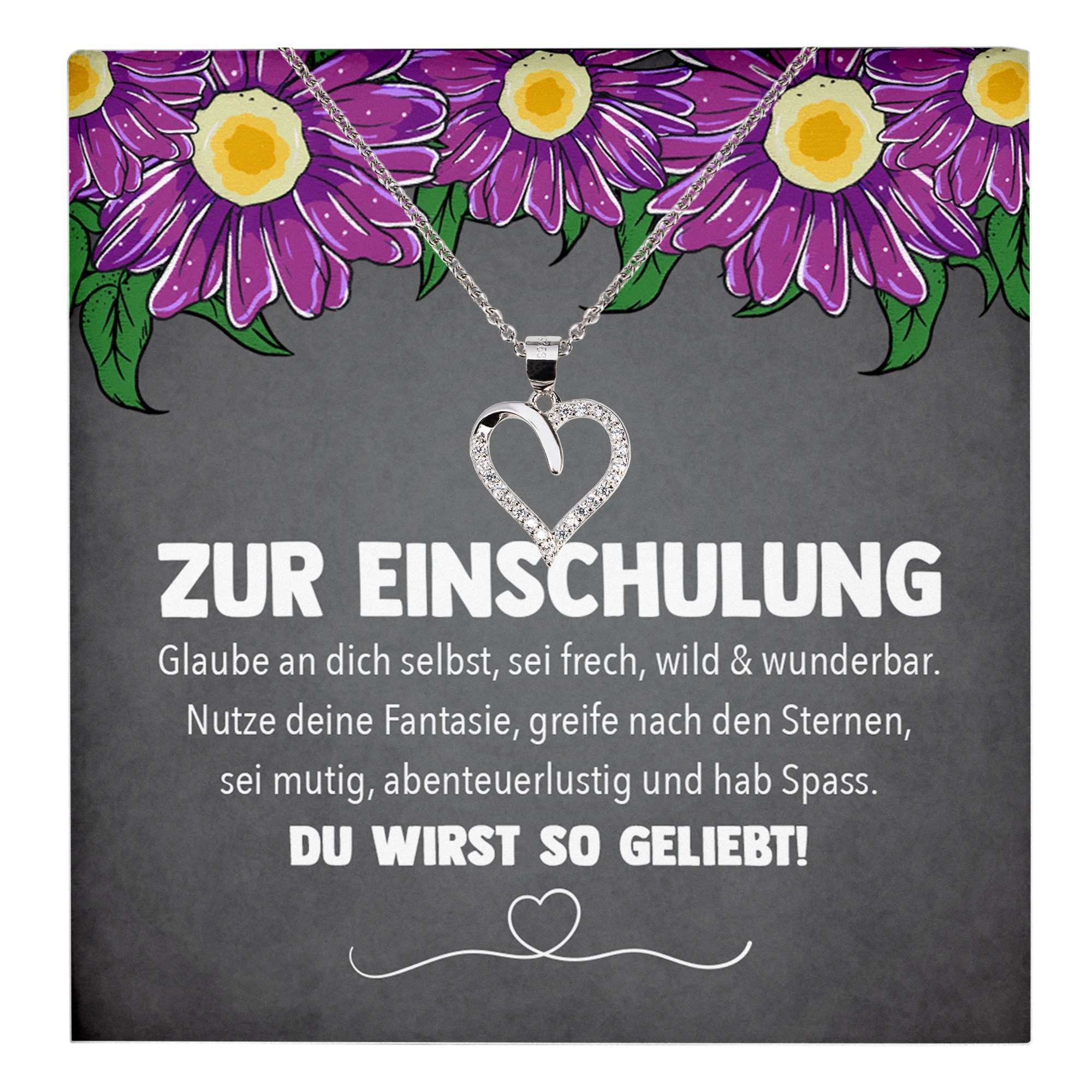 22Feels Schmuckset Einschulung Geschenk Mädchen Schmuck 1.Klasse Schulanfang Halskette Ka (inkl. Geschenktasche, Karte, Poliertuch, Beutel), Echt-Silber 925/000, Karte Made In Germany