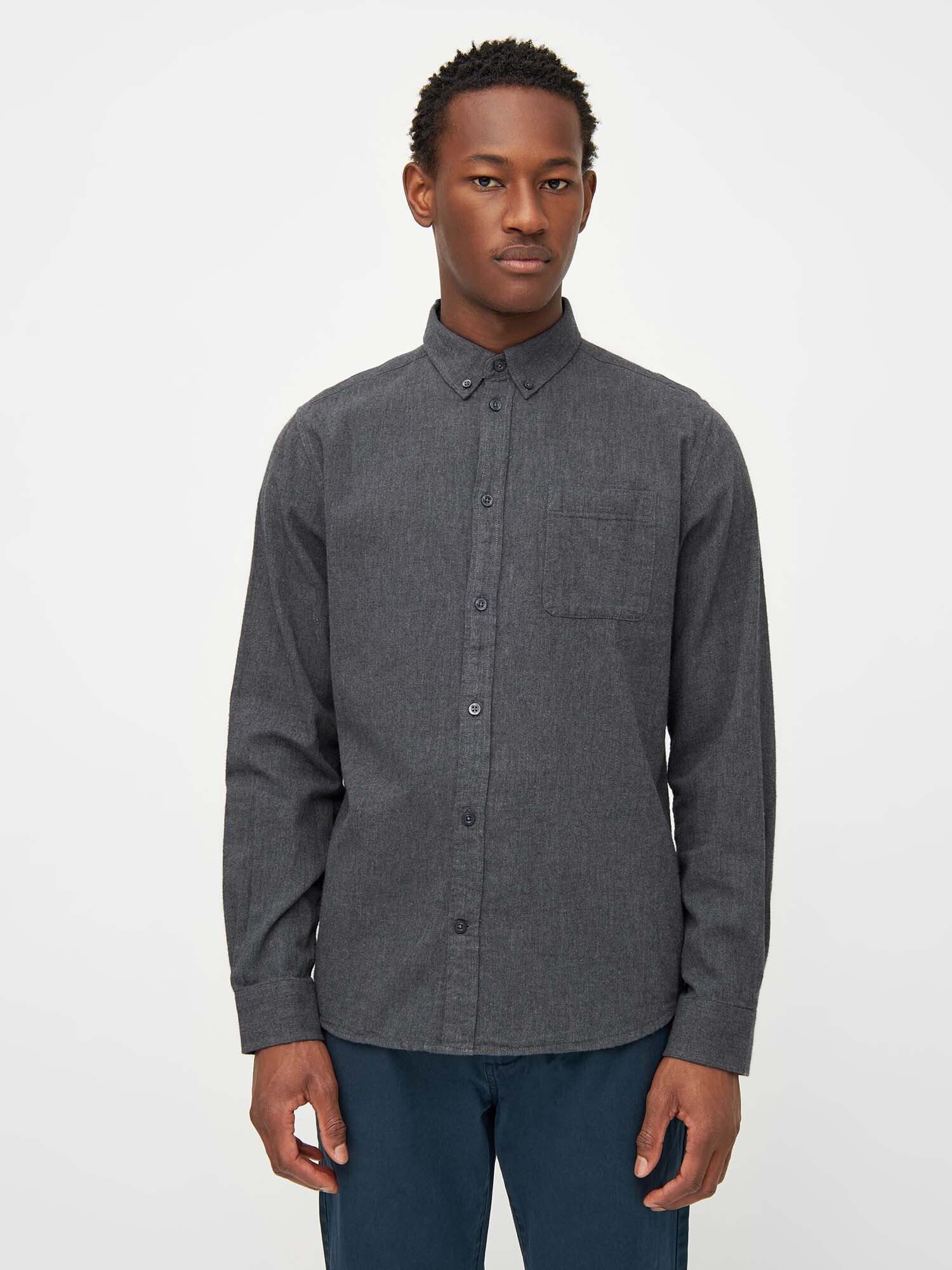 KnowledgeCotton Apparel Langarmhemd Regular Fit Melangé Flannel Shirt