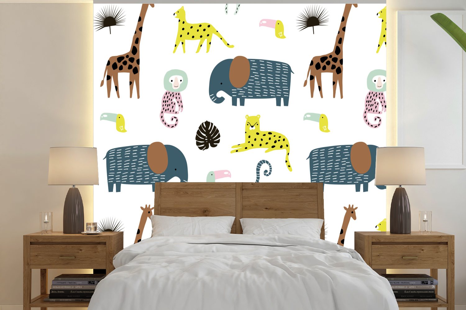 MuchoWow Fototapete Dschungel - Tiere - Affe, Matt, bedruckt, (5 St), Vinyl Tapete für Wohnzimmer oder Schlafzimmer, Wandtapete