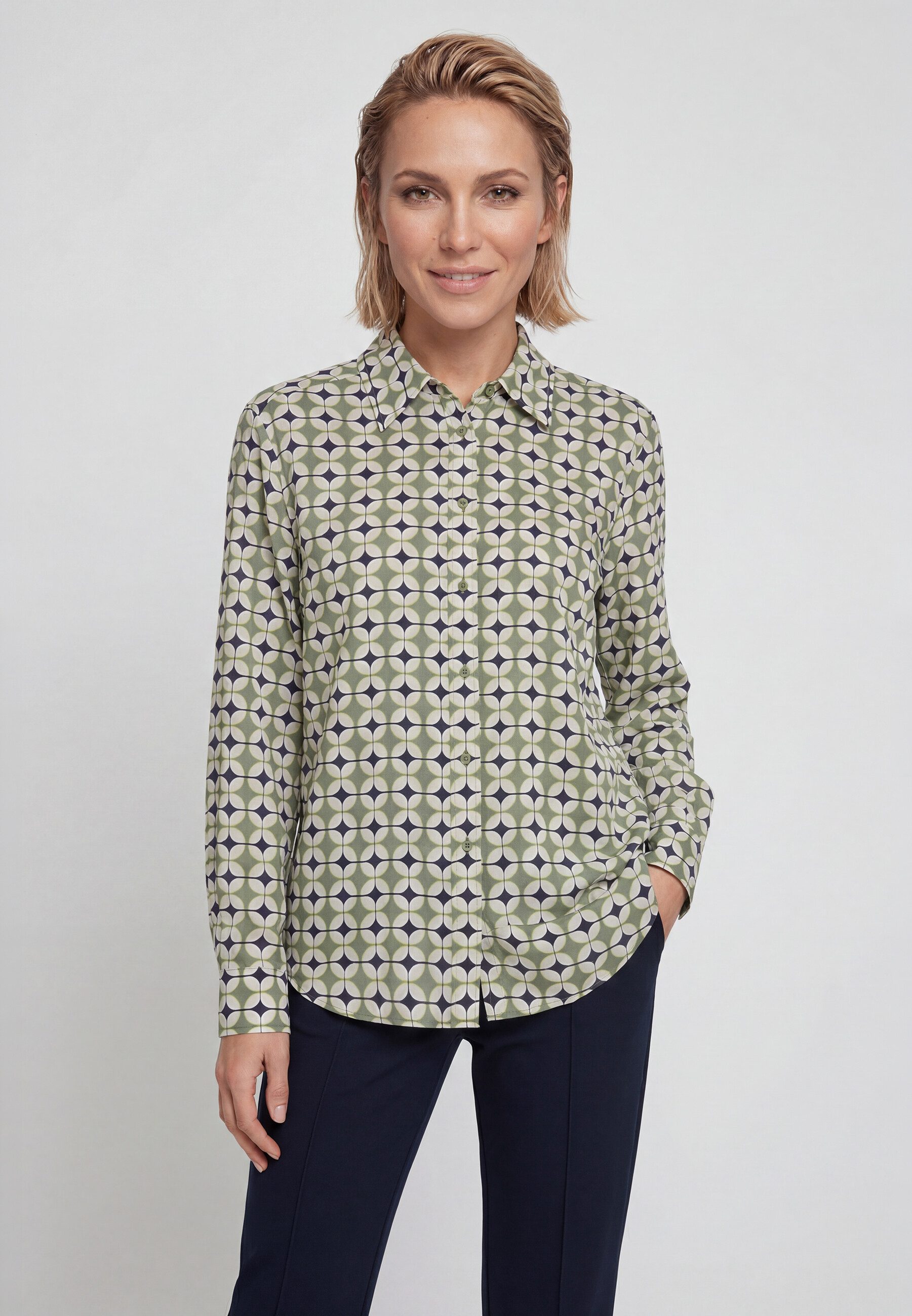 Olsen Hemdbluse Bluse mit Allover-Dessin