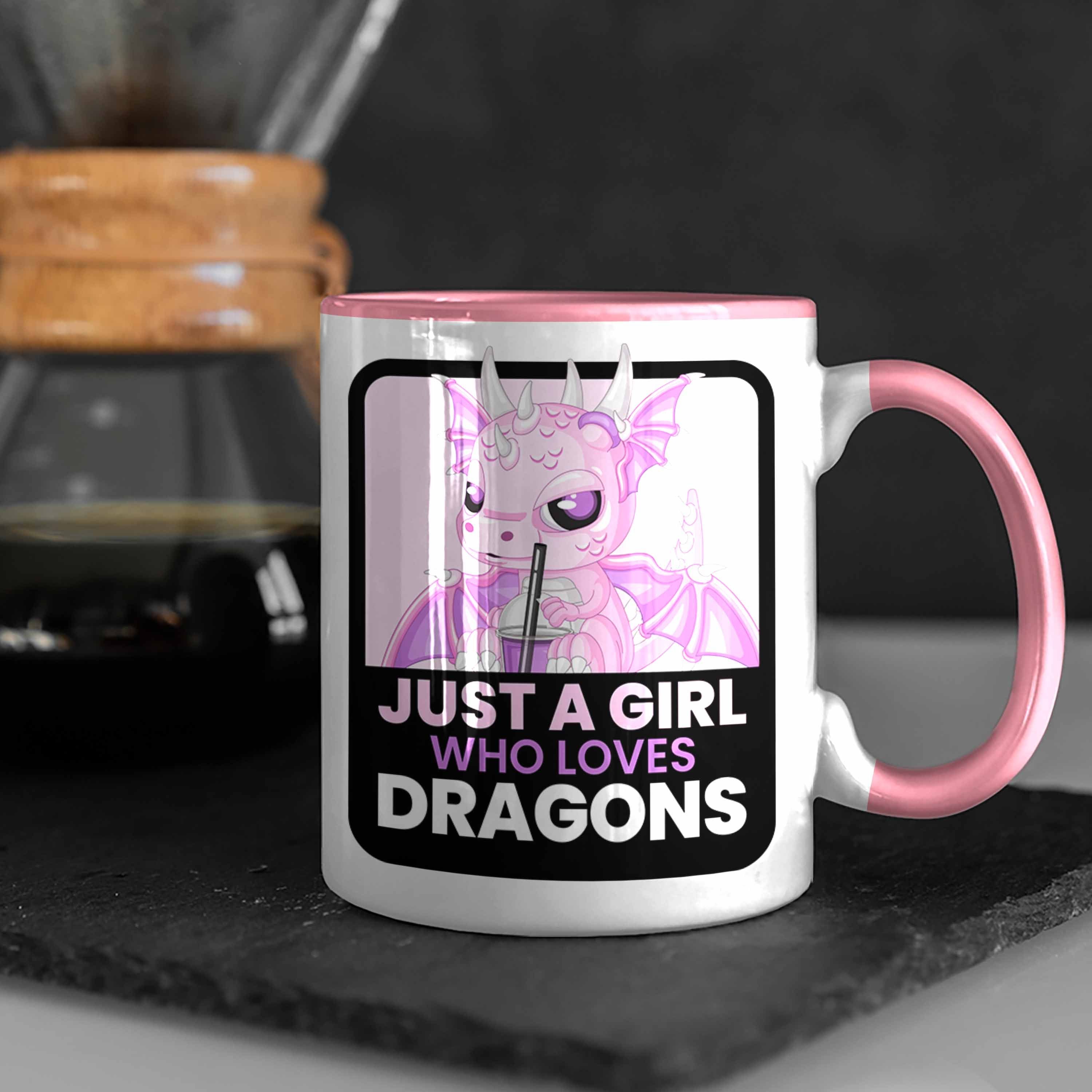 Frauen Mäd Geschenk Rosa Tasse Drachen Drachen-Liebhaberin Trendation Tasse Geschenkidee für