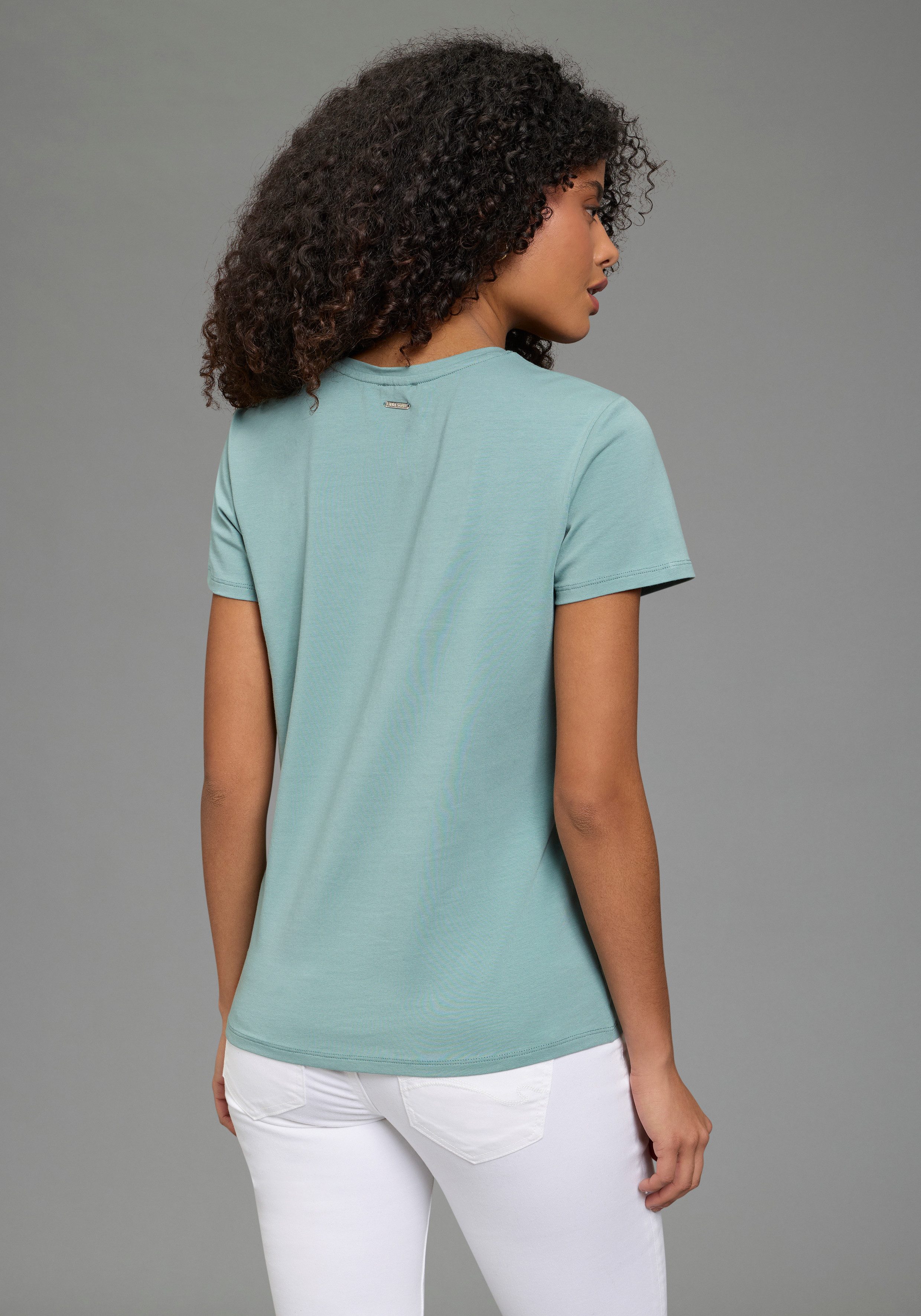 Laura Scott T-Shirt im Basic-Stil, mit Rundhalsausschnitt, aus elastischem Single Jersey