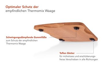 eVendix Küchenmaschinen Zubehör-Set Gleitbrett für Thermomix TM5 & TM 6, aus geöltem Eichenholz