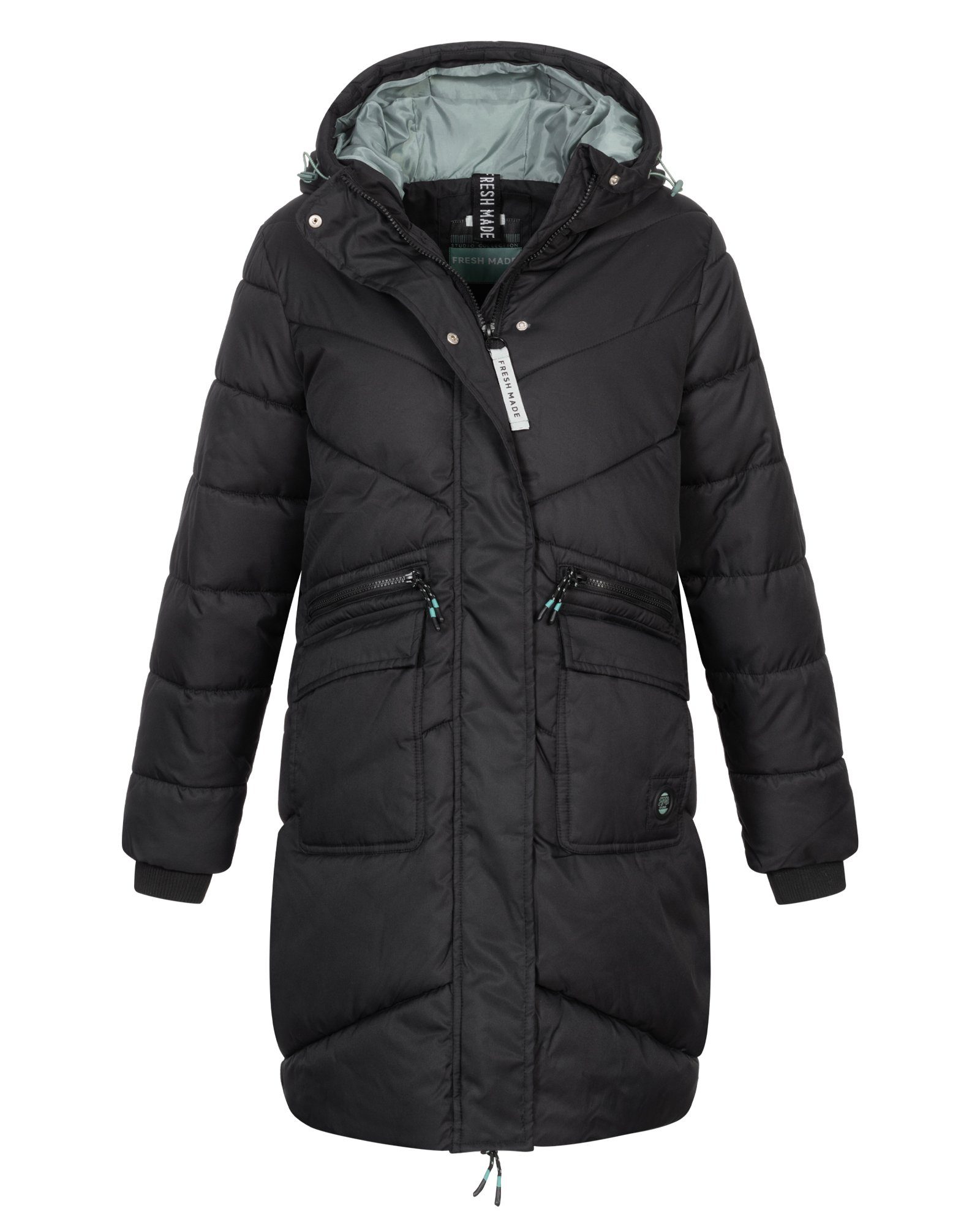 SUBLEVEL Steppjacke Winter Jacke Mantel Parka Steppjacke Warm Mantel gesteppt Winter Schwarz Lange