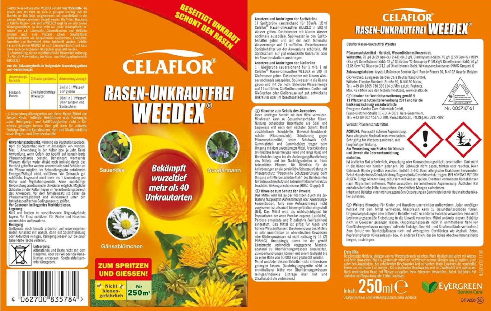 Celaflor Unkrautbekämpfungsmittel Celaflor Rasen Unkrautfrei Weedex 250 ml