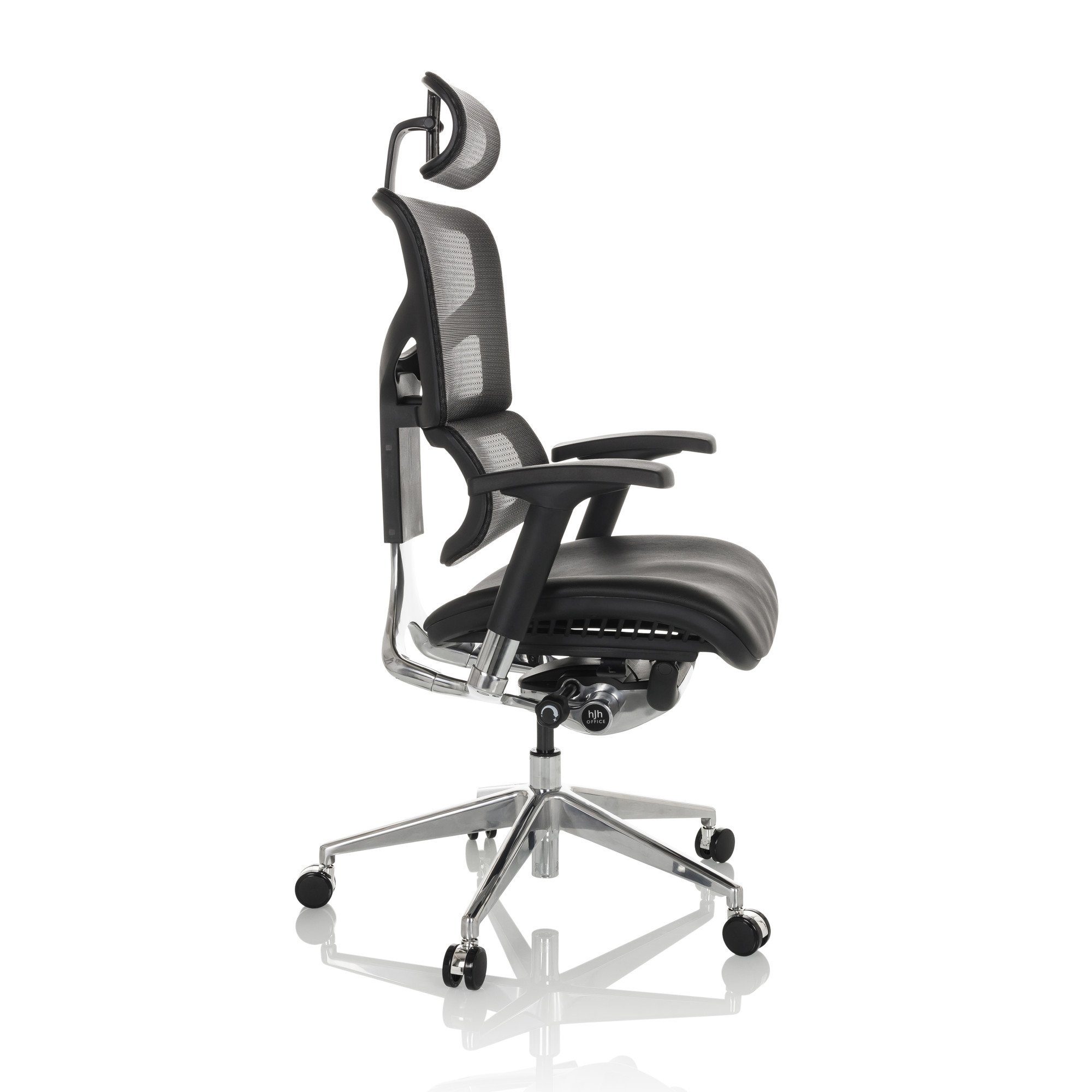 (1 Drehstuhl OFFICE High End Schreibtischstuhl LM hjh ergonomisch St), Leder/Netzstoff Bürostuhl ERGO-U2