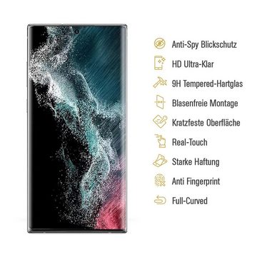 Protectorking Schutzfolie 1x Blickschutz 9H Panzerhartglas für Samsung Galaxy S22 Ultra Anti-Spi, (1-Stück), Displayschutz, Schutzglas ANTI-SPY PRIVACY BLICKSCHUTZ 9H Härte