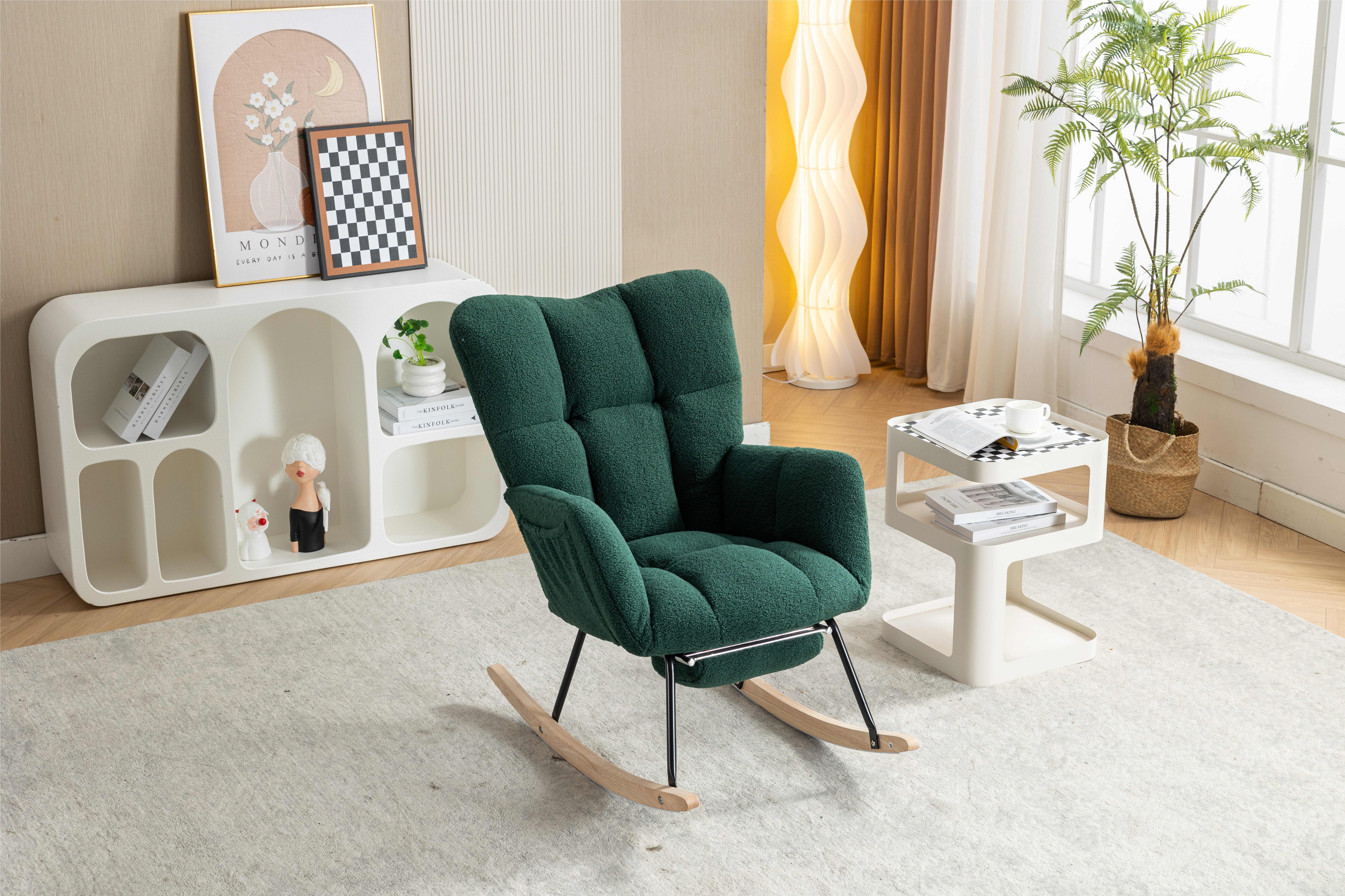 BlingBin Schaukelstuhl Teddy-Samt-Schaukelstuhl Liegestuhl für Wohnzimmer/S günstig online kaufen